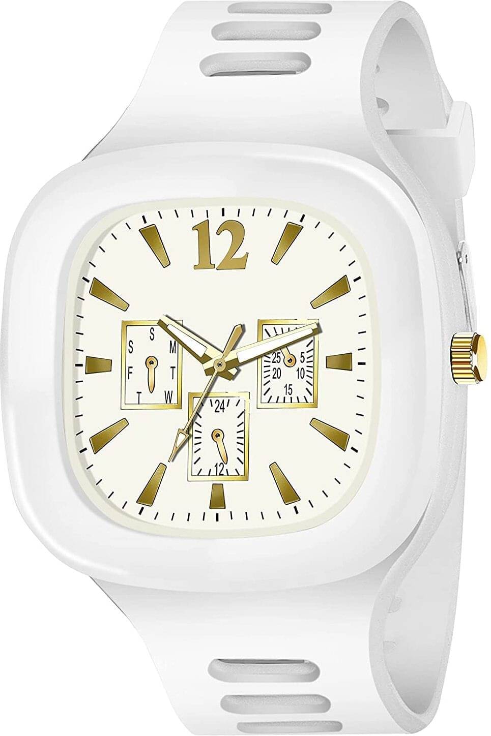     			TERIZLA White Silicon Analog Men's Watch