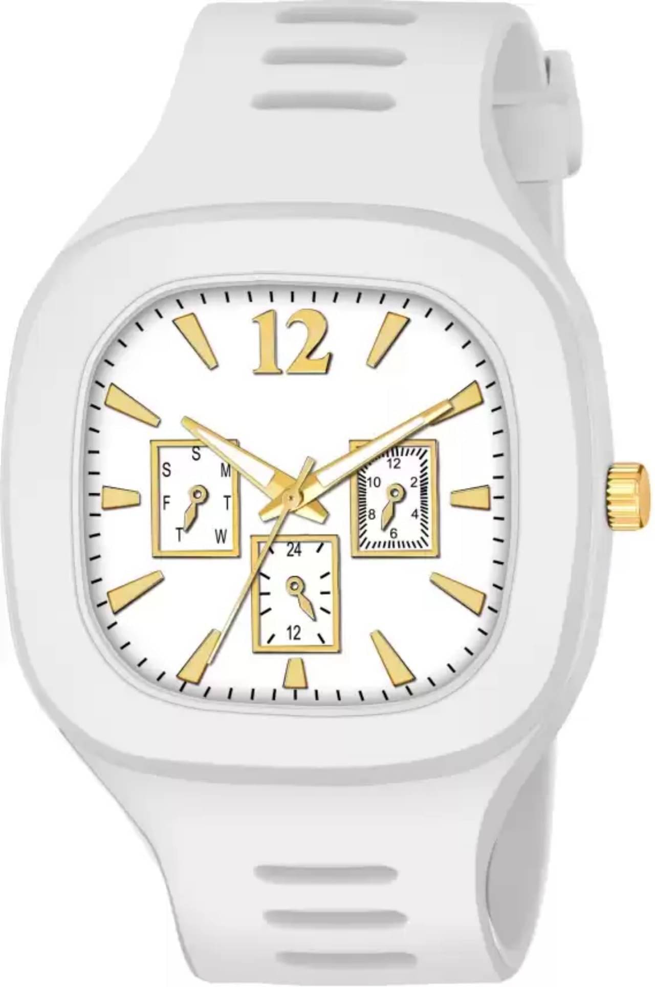     			TERIZLA White Silicon Analog Men's Watch