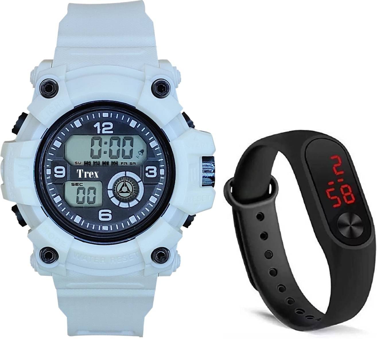     			TERIZLA White Silicon Digital Men's Watch