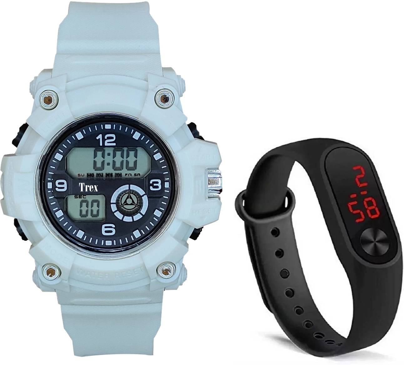     			TERIZLA White Silicon Digital Men's Watch