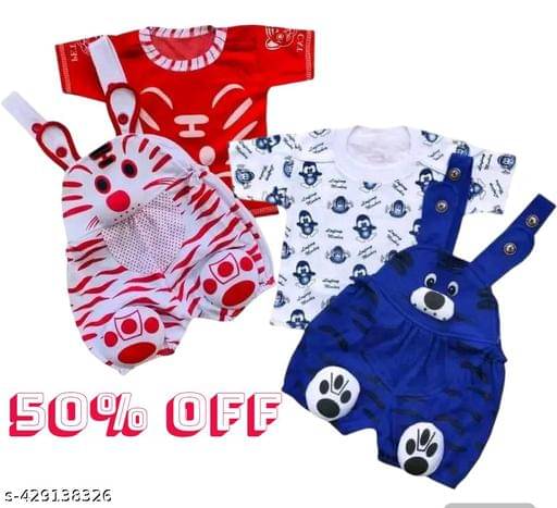     			TRU BEST Pack of 2 Unisex for Baby Cotton Blend Dungarees ( Multicolor )