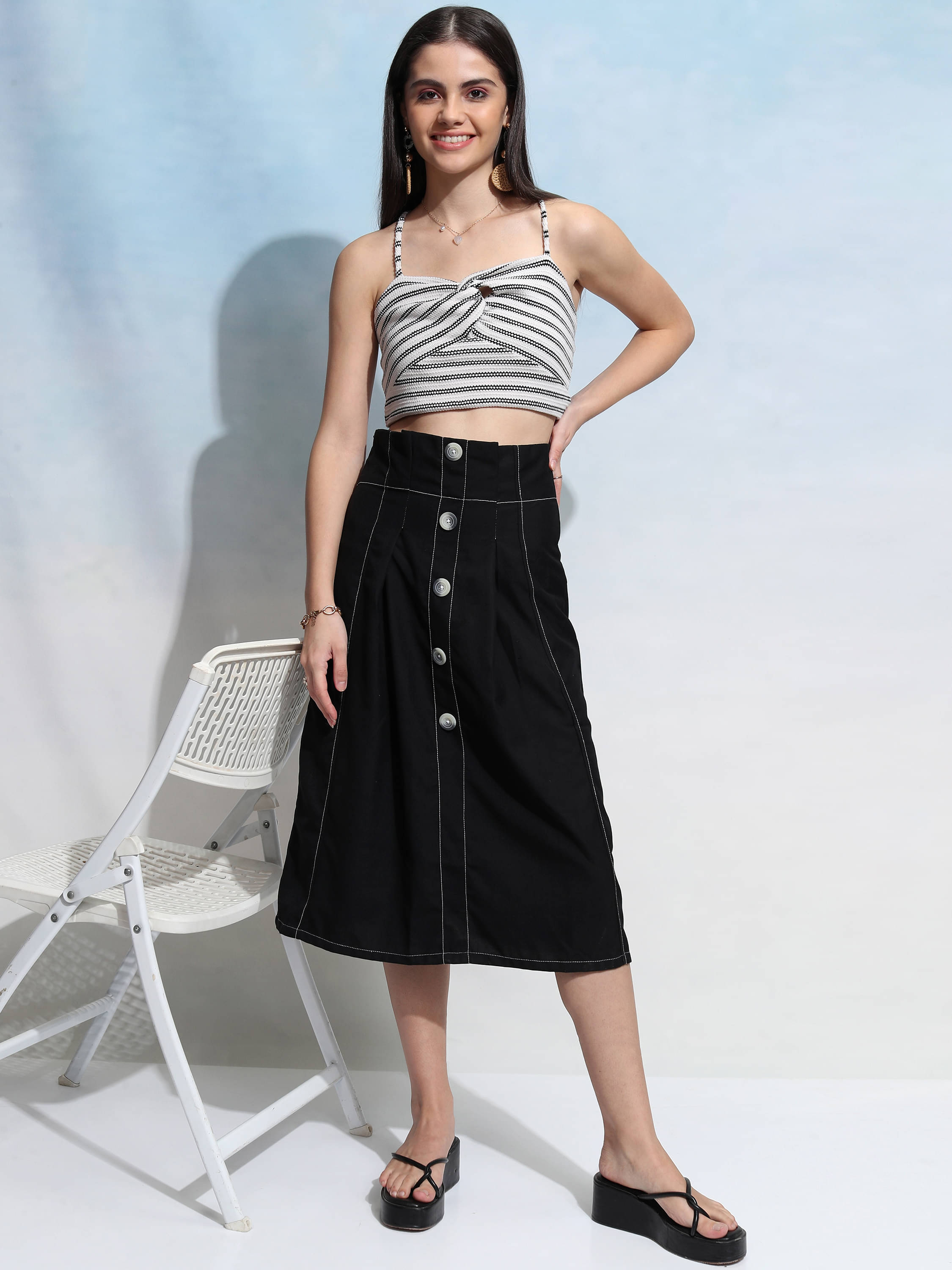     			Tokyo Talkies Black Polyester Women's A-Line Skirt ( Pack of 1 )