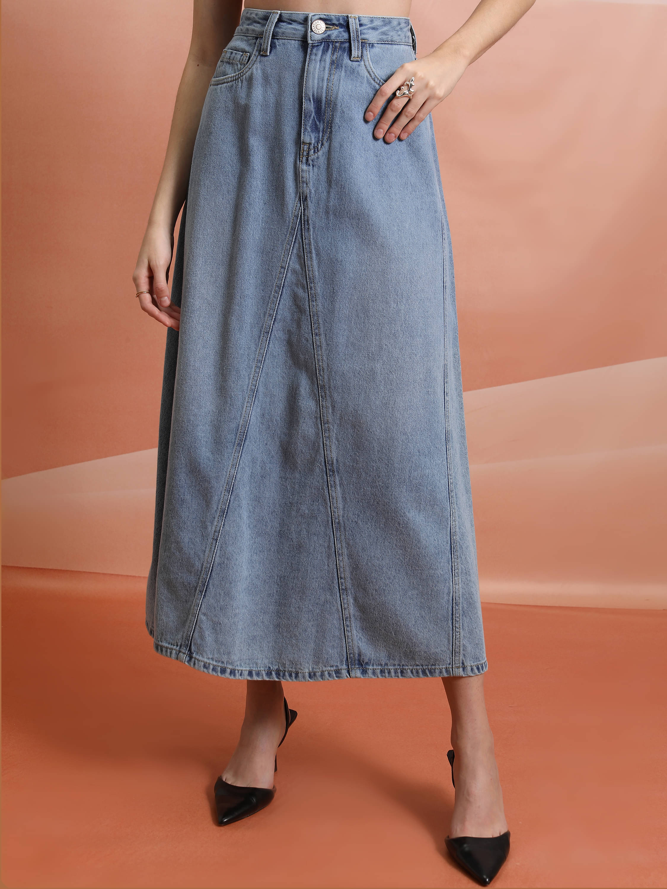 Tokyo Talkies Blue Cotton Women's A-Line Skirt ( Pack of 1 ) Tokyo Talkies Blue Cotton Women's A-Line Skirt ( Pack of 1 )