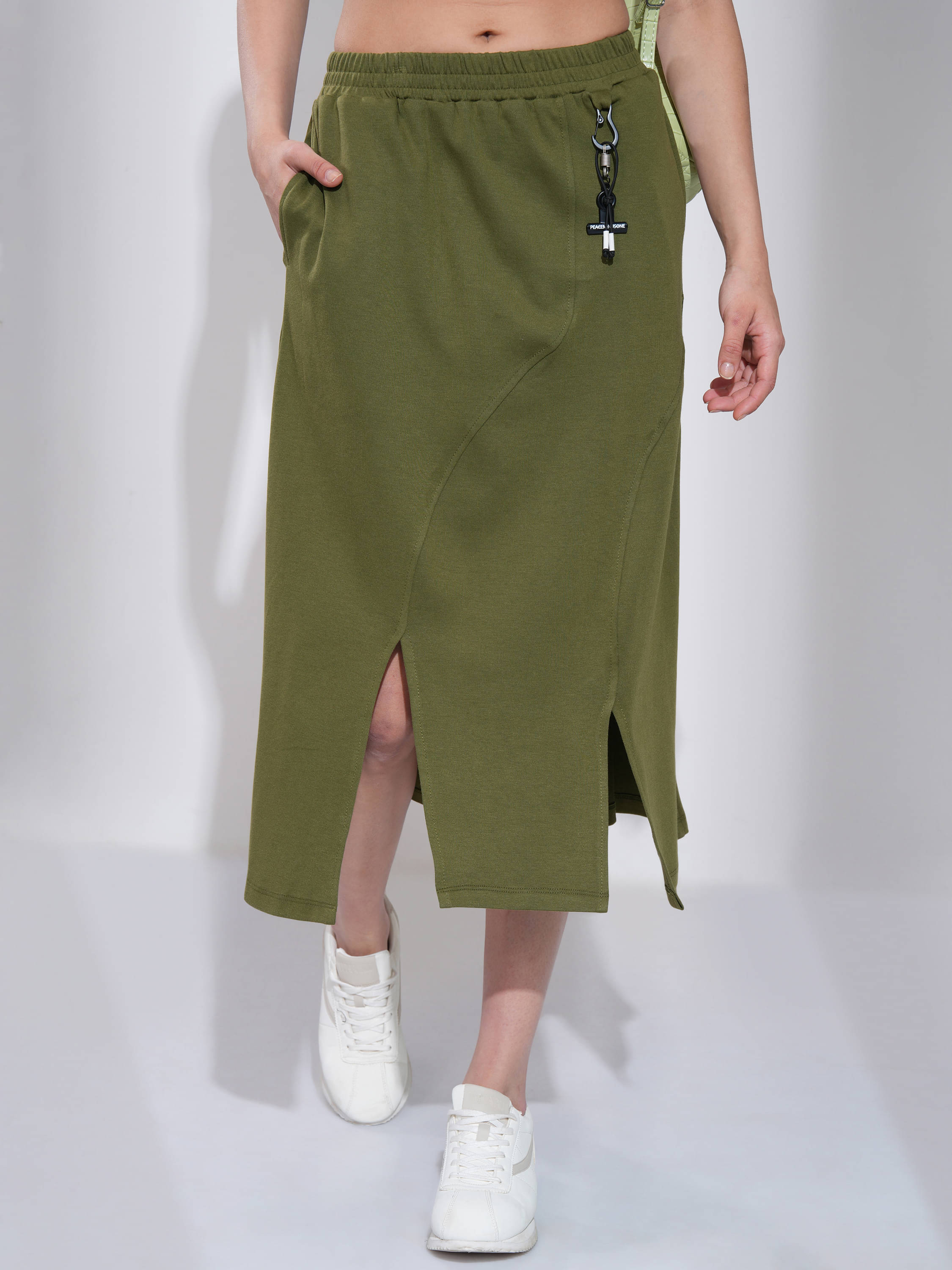    			Tokyo Talkies Green Cotton Blend Women's A-Line Skirt ( Pack of 1 )