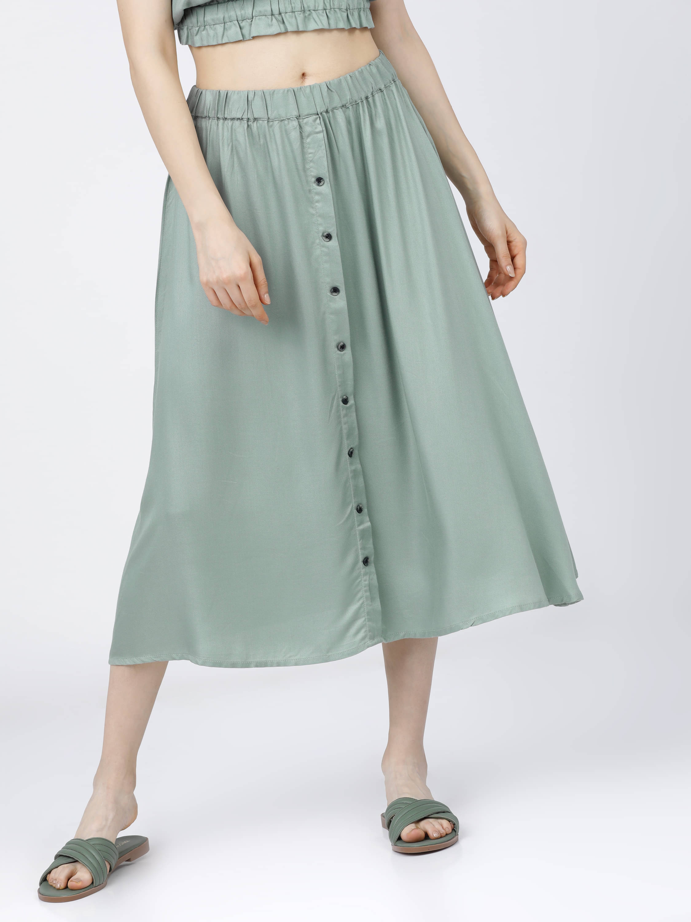     			Tokyo Talkies Green Viscose Women's A-Line Skirt ( Pack of 1 )