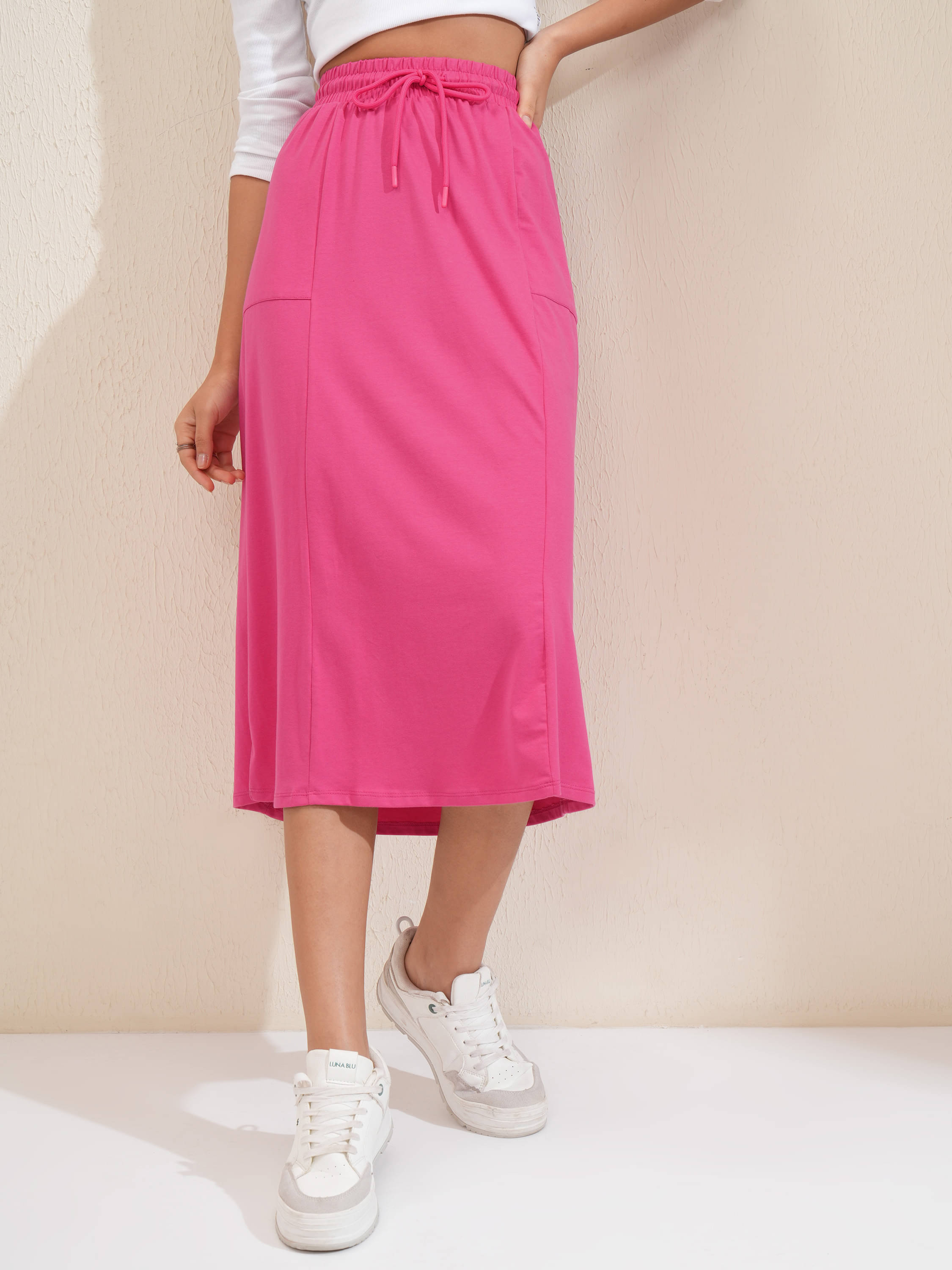     			Tokyo Talkies Pink Cotton Blend Women's Flared Skirt ( Pack of 1 )