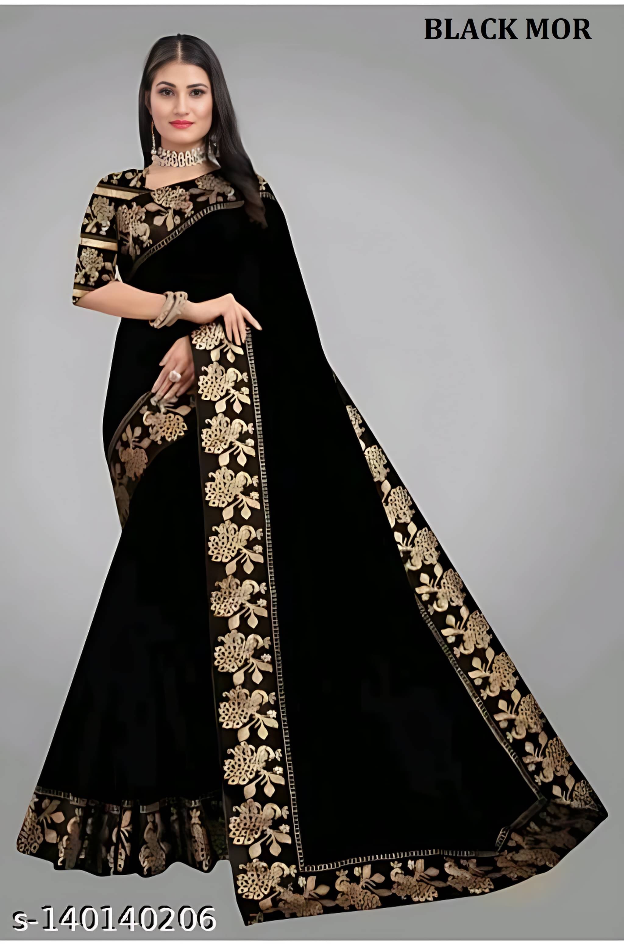 V FANCY Chanderi Solid Chanderi saree With Stitched Blouse ( Black ) V FANCY Chanderi Solid Chanderi saree With Stitched Blouse ( Black )