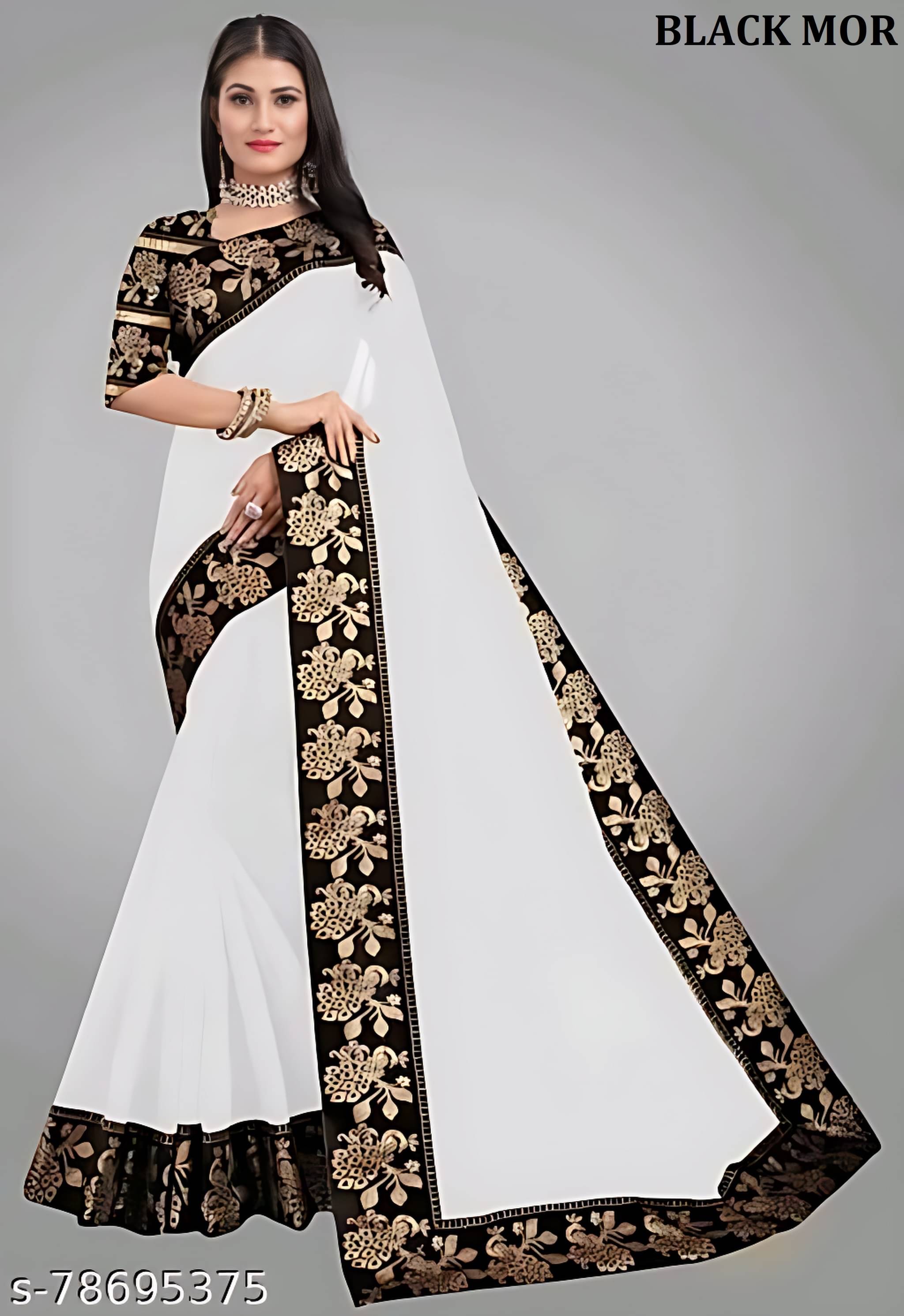 V FANCY Chanderi Solid Chanderi saree With Stitched Blouse ( White ) V FANCY Chanderi Solid Chanderi saree With Stitched Blouse ( White )