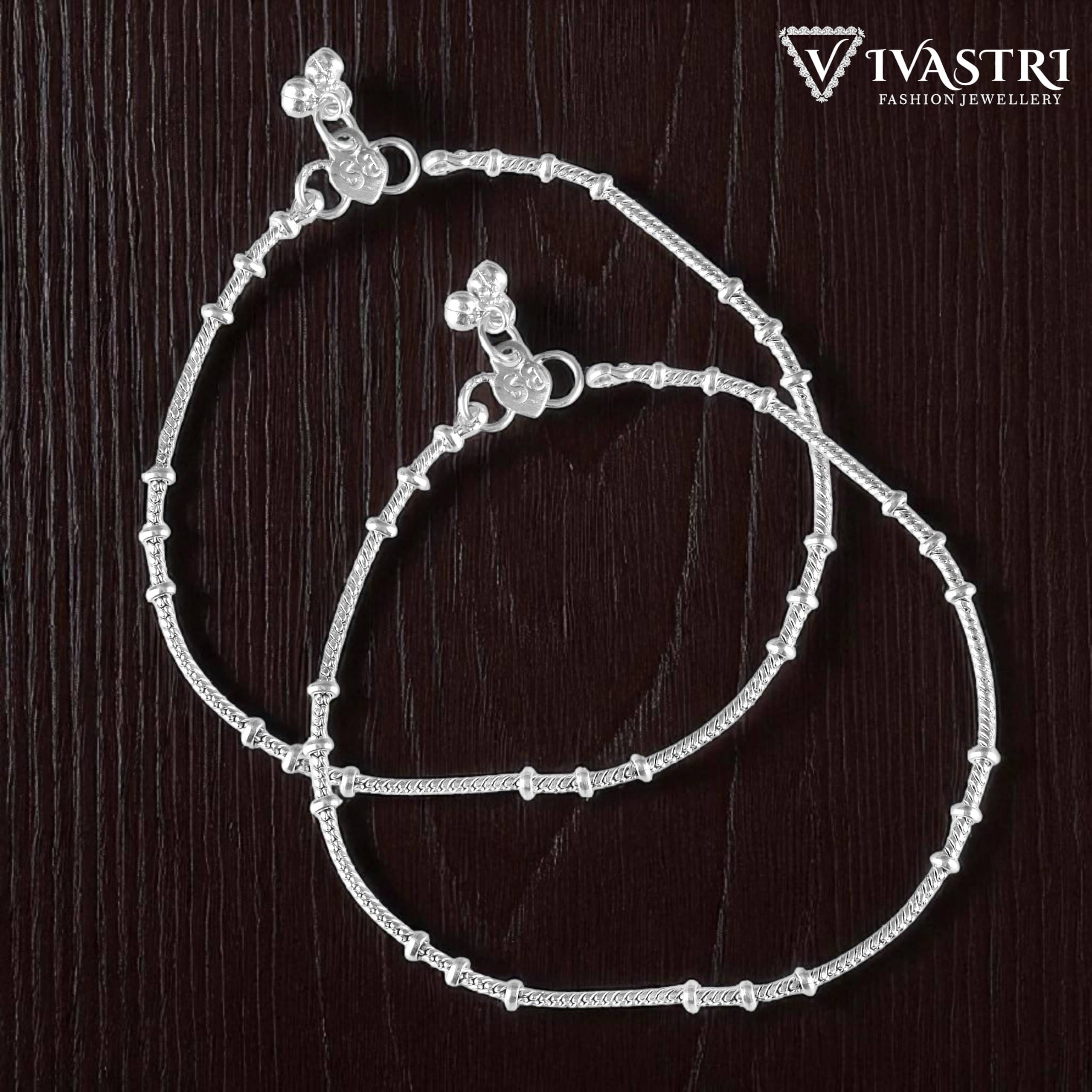 VIVASTRI Silver Anklets ( Pack of 2 ) VIVASTRI Silver Anklets ( Pack of 2 )