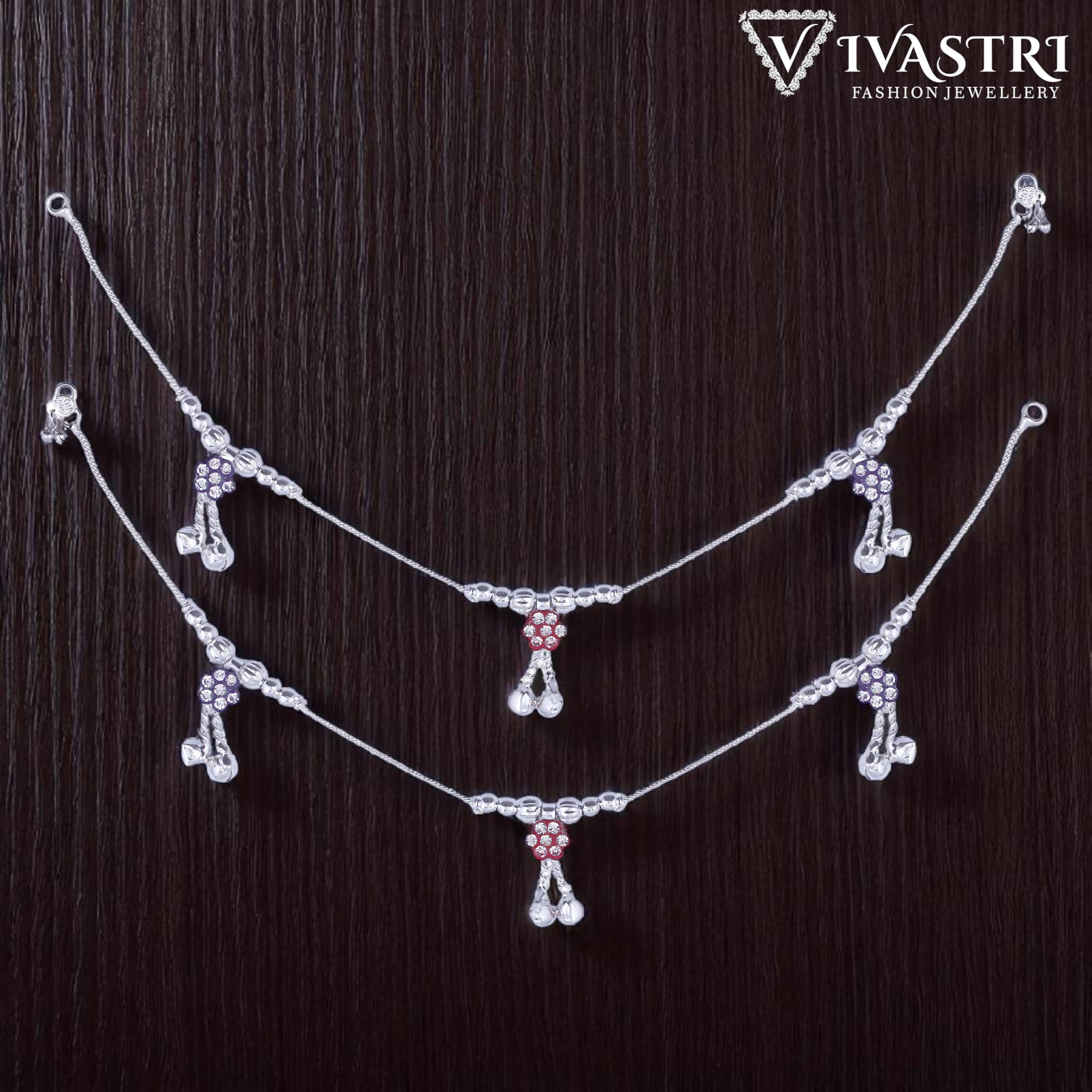 VIVASTRI Silver Anklets ( Pack of 2 )