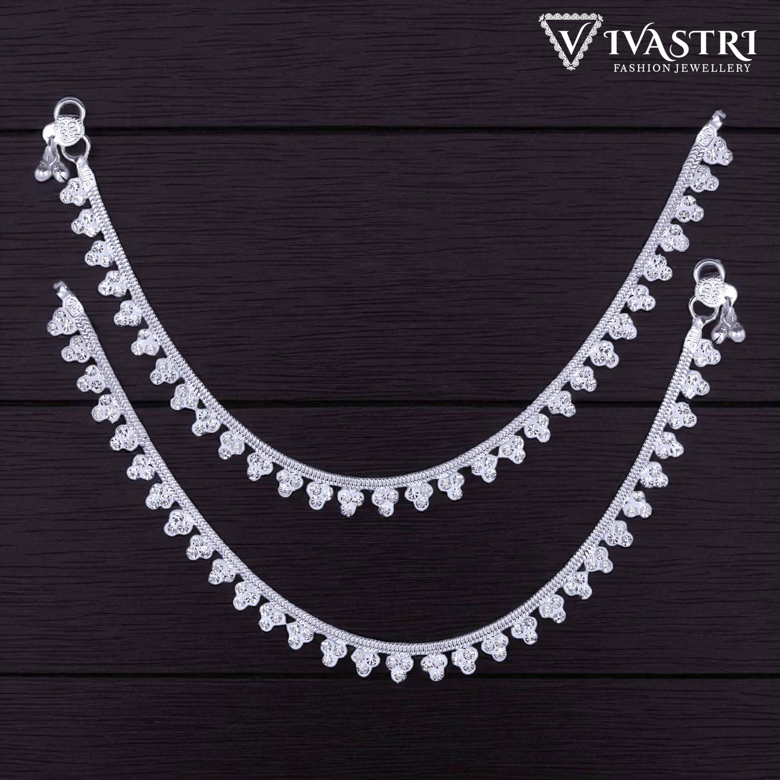 VIVASTRI Silver Anklets ( Pack of 2 ) VIVASTRI Silver Anklets ( Pack of 2 )