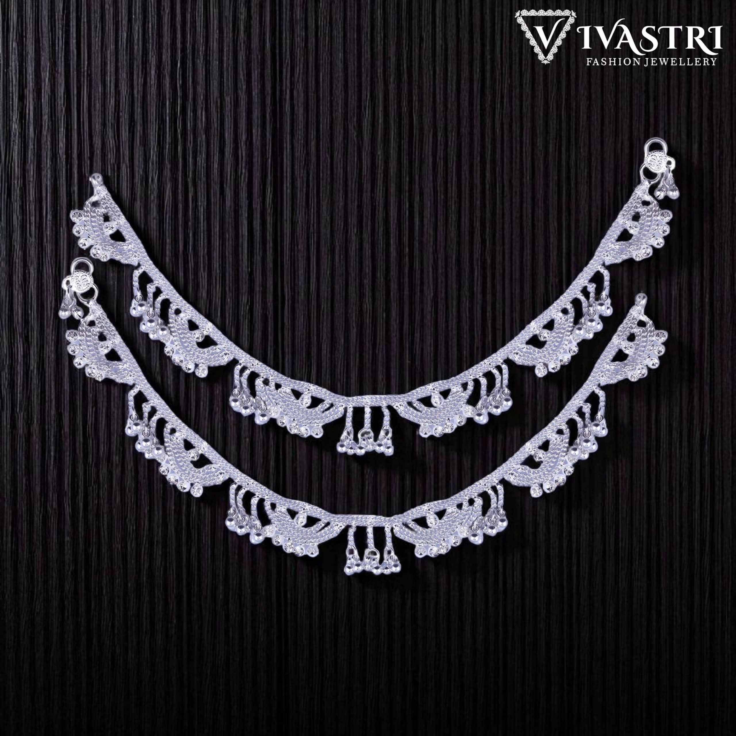 VIVASTRI Silver Anklets ( Pack of 2 )