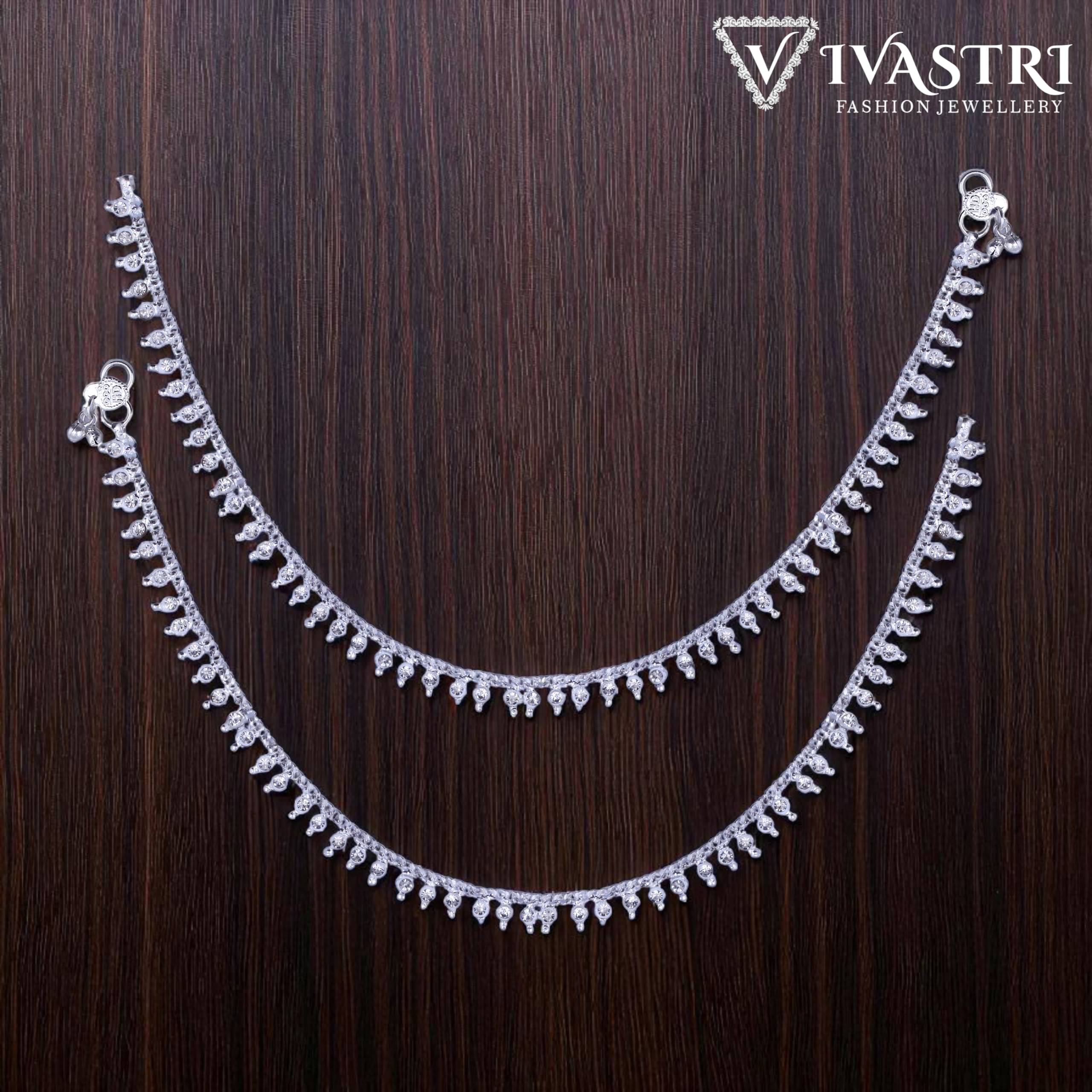 VIVASTRI Silver Anklets ( Pack of 2 ) VIVASTRI Silver Anklets ( Pack of 2 )