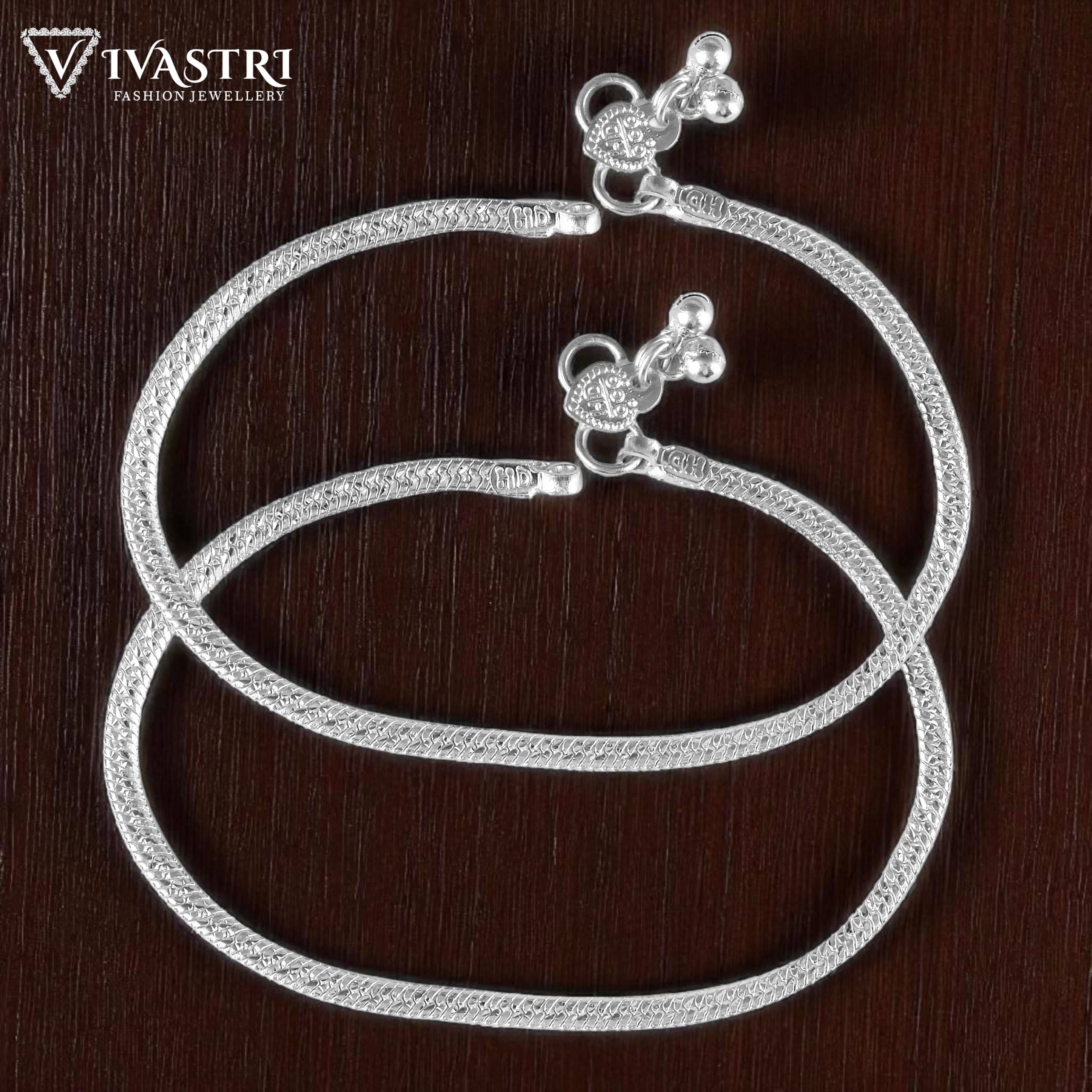 VIVASTRI Silver Anklets ( Pack of 2 ) VIVASTRI Silver Anklets ( Pack of 2 )