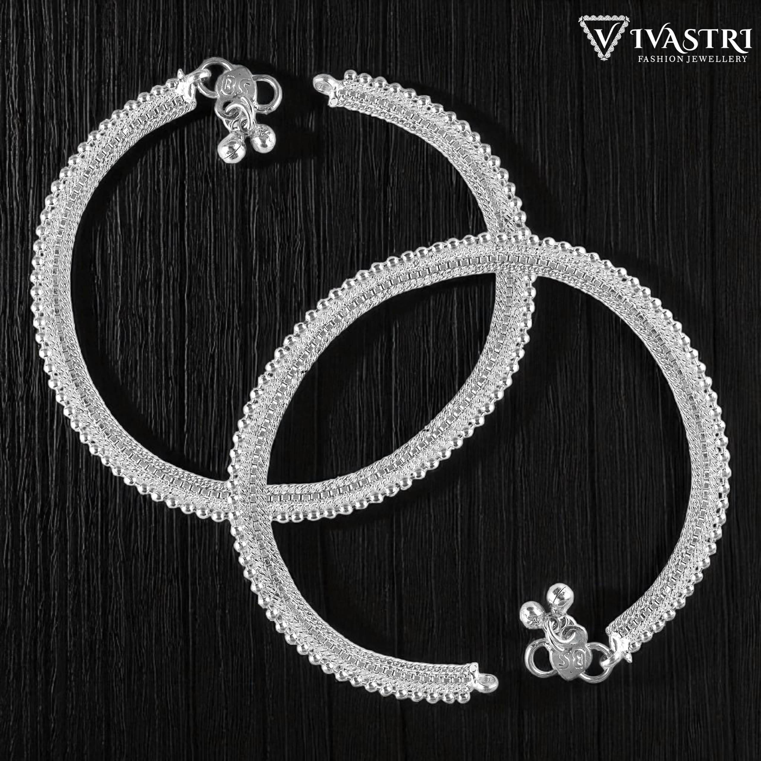 VIVASTRI Silver Anklets ( Pack of 2 ) VIVASTRI Silver Anklets ( Pack of 2 )