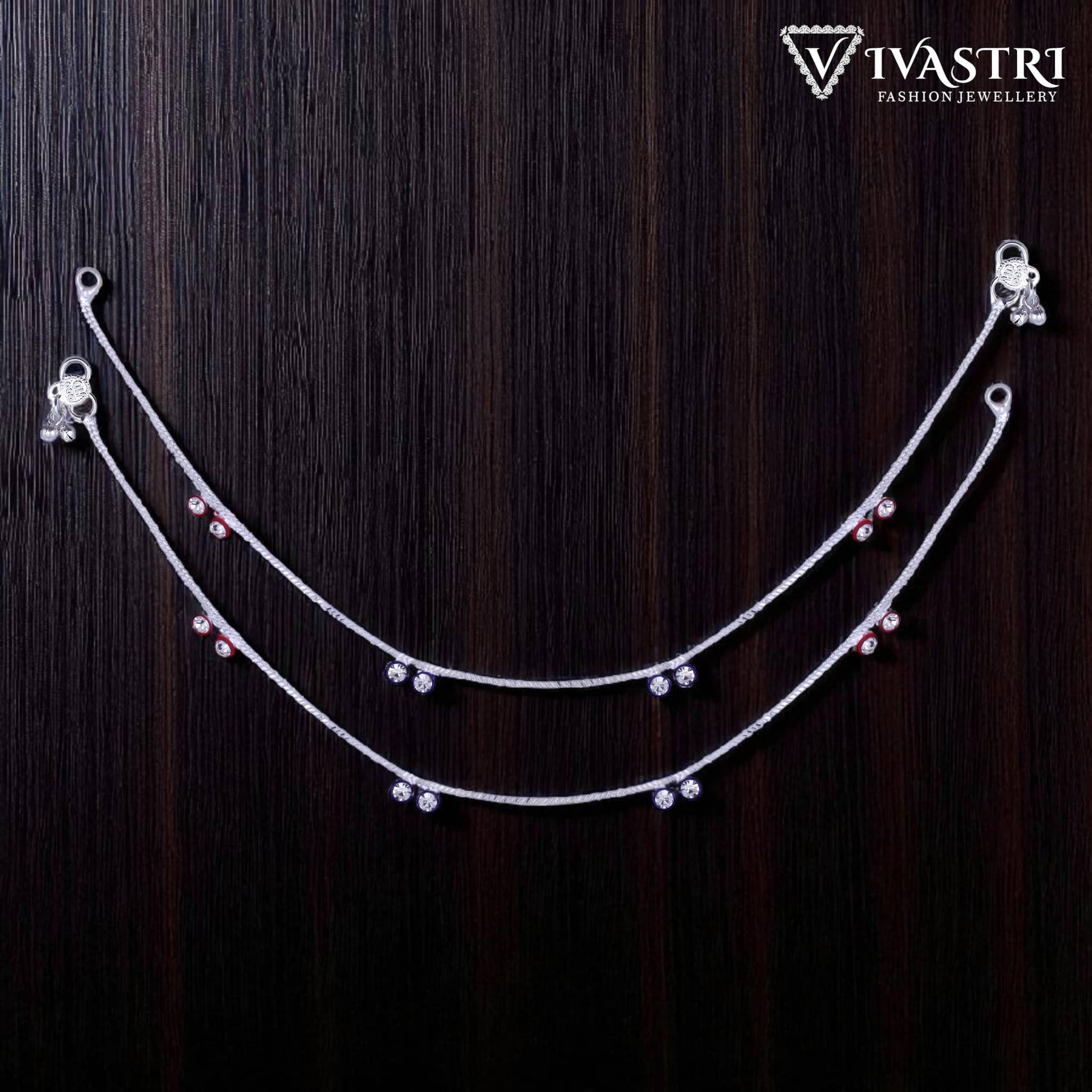 VIVASTRI Silver Anklets ( Pack of 2 )