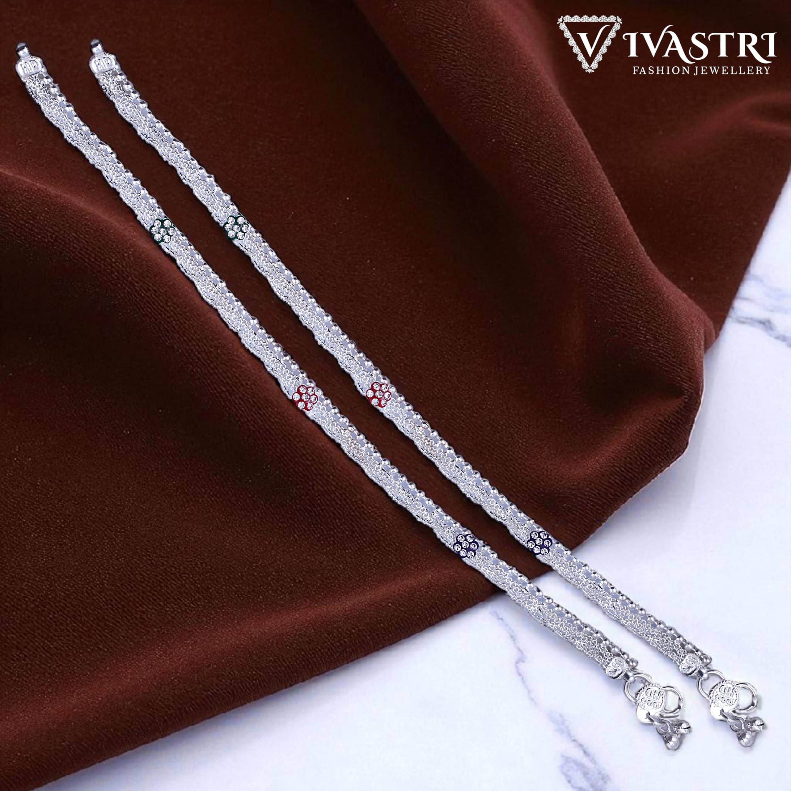 VIVASTRI Silver Anklets ( Pack of 2 ) VIVASTRI Silver Anklets ( Pack of 2 )