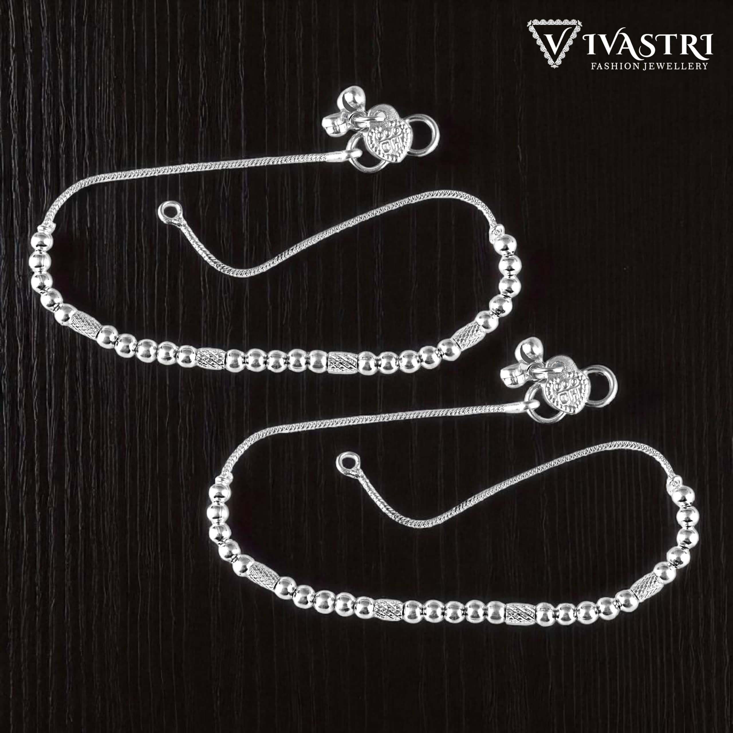 VIVASTRI Silver Anklets ( Pack of 2 )