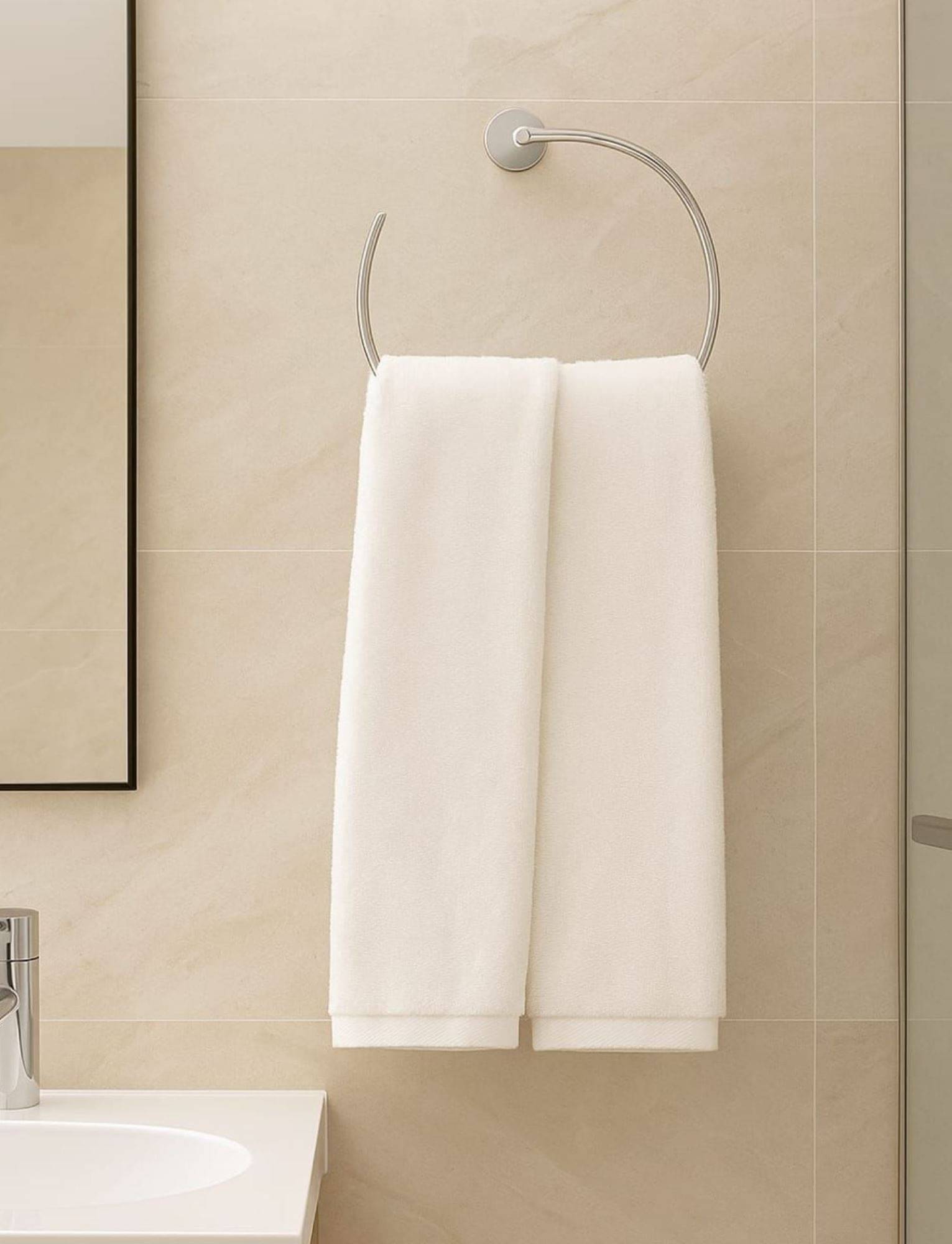     			Valtellina Pack of 2 Cotton 250-300 -GSM Hand Towel ( White )