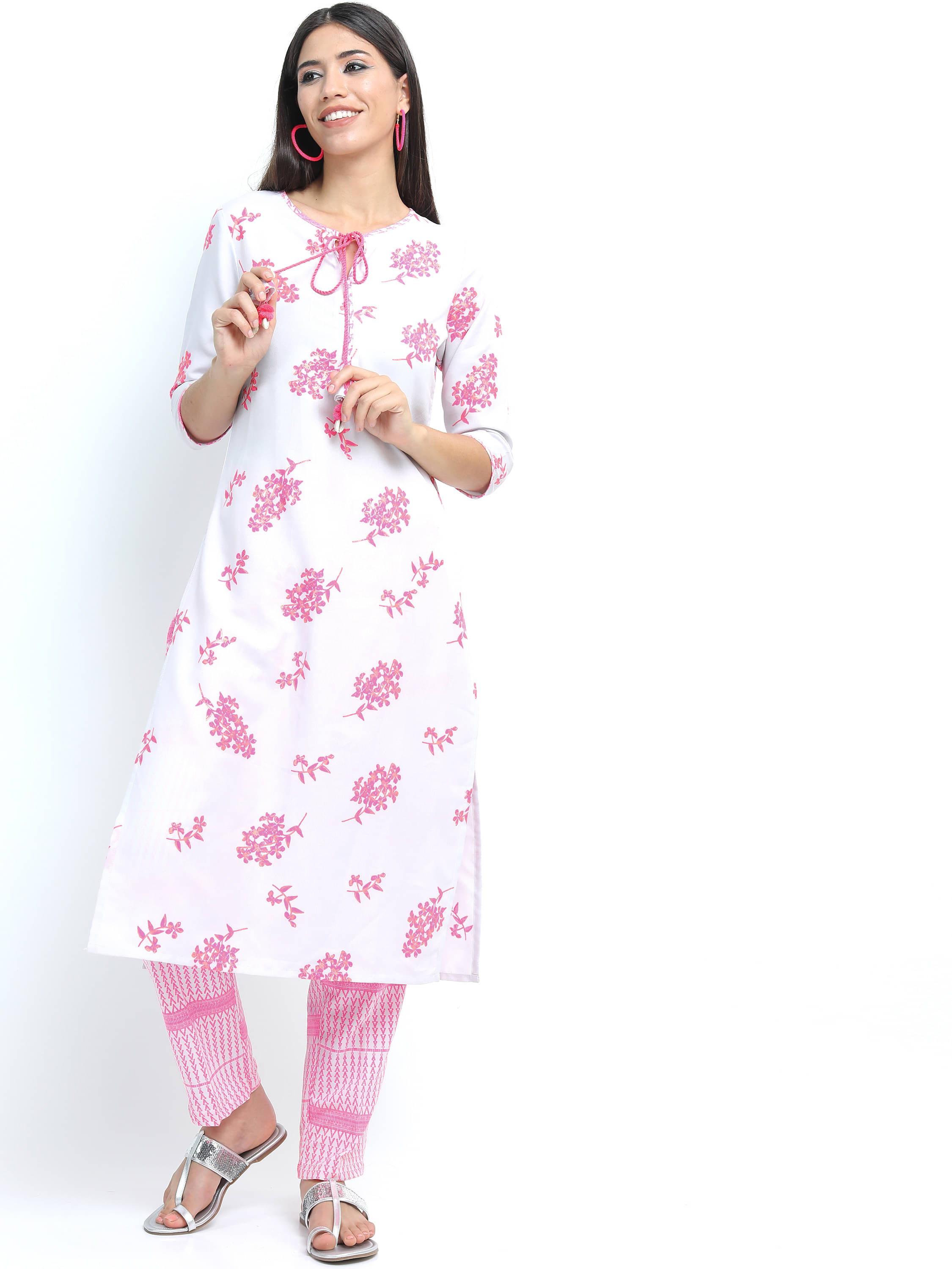     			Vishudh Women Cotton Printed Straight Kurti With Palazzo ( Multicolor )