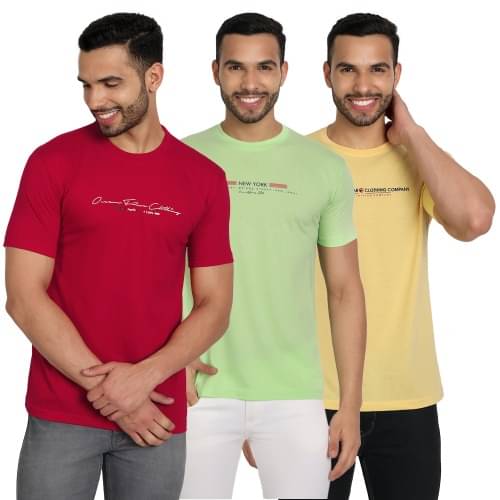 ZEFFORA Men Cotton Blend Regular Fit Solid T-Shirt ( Multicolor14 ) ZEFFORA Men Cotton Blend Regular Fit Solid T-Shirt ( Multicolor14 )