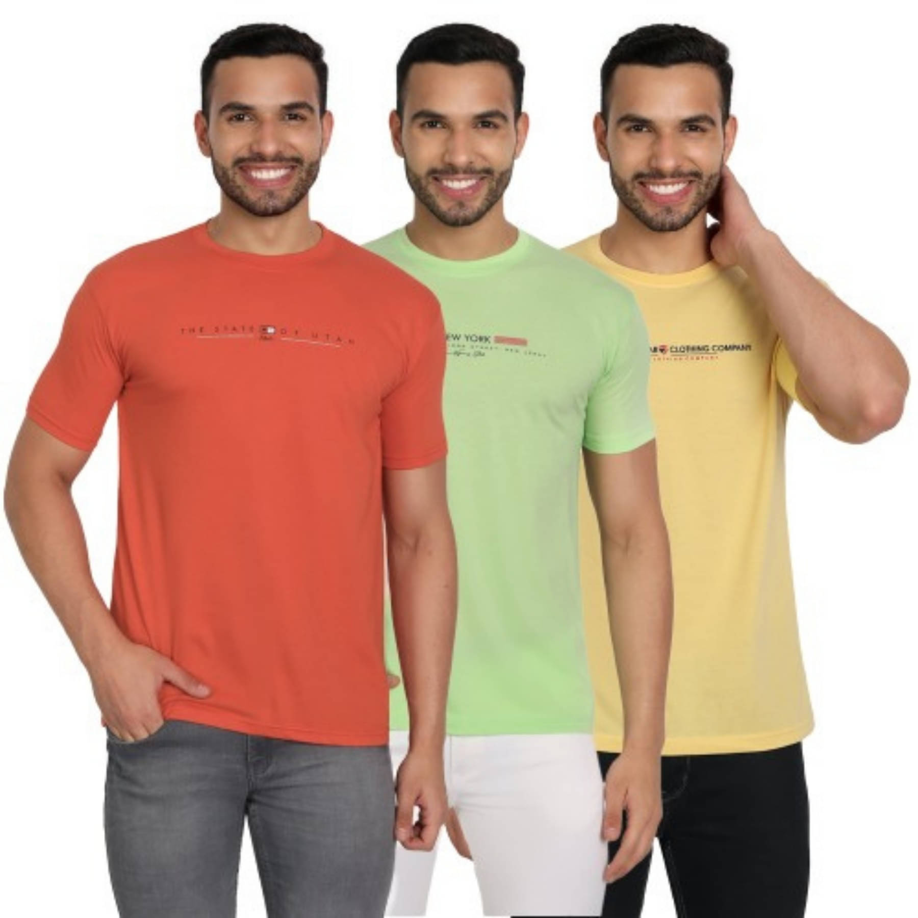 ZEFFORA Men Cotton Blend Regular Fit Solid T-Shirt ( Multicolor15 ) ZEFFORA Men Cotton Blend Regular Fit Solid T-Shirt ( Multicolor15 )