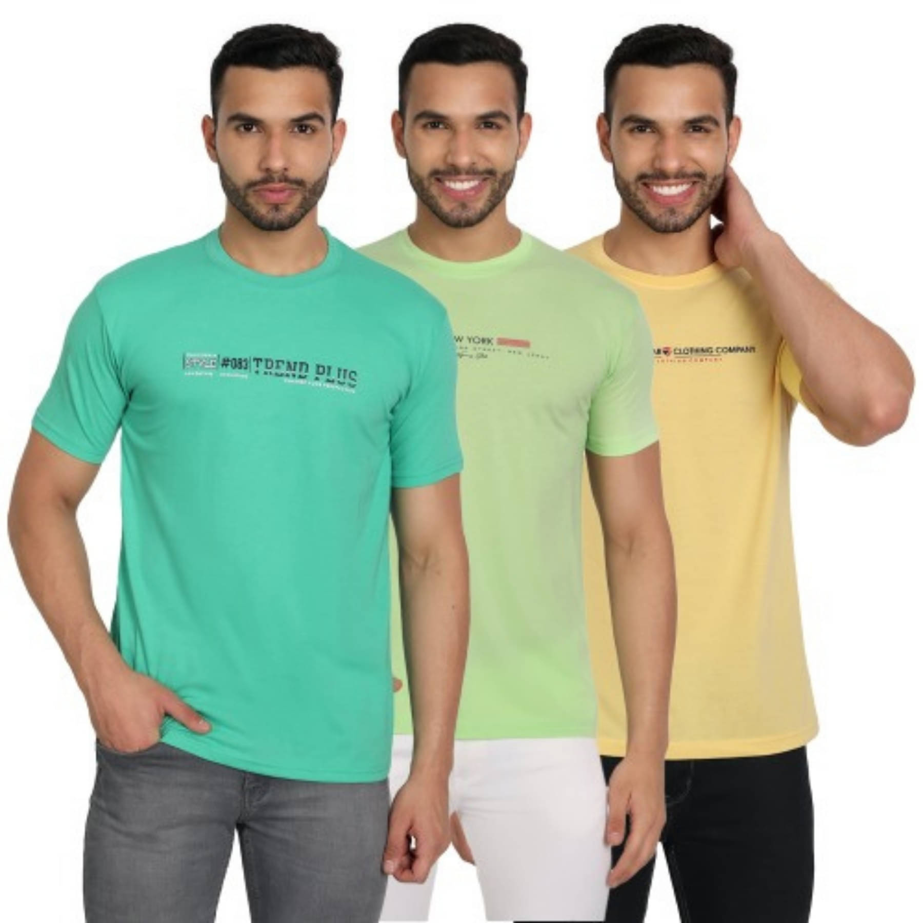     			ZEFFORA Men Cotton Blend Regular Fit Solid T-Shirt ( Multicolor13 )