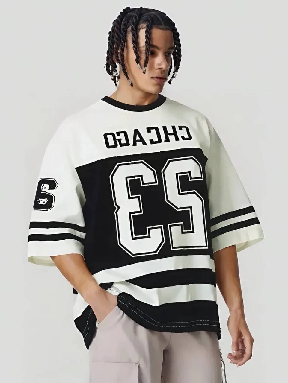 eddicted Men Cotton Blend Oversized Fit Printed T-Shirt ( Black )     			eddicted Men Cotton Blend Oversized Fit Printed T-Shirt ( Black )