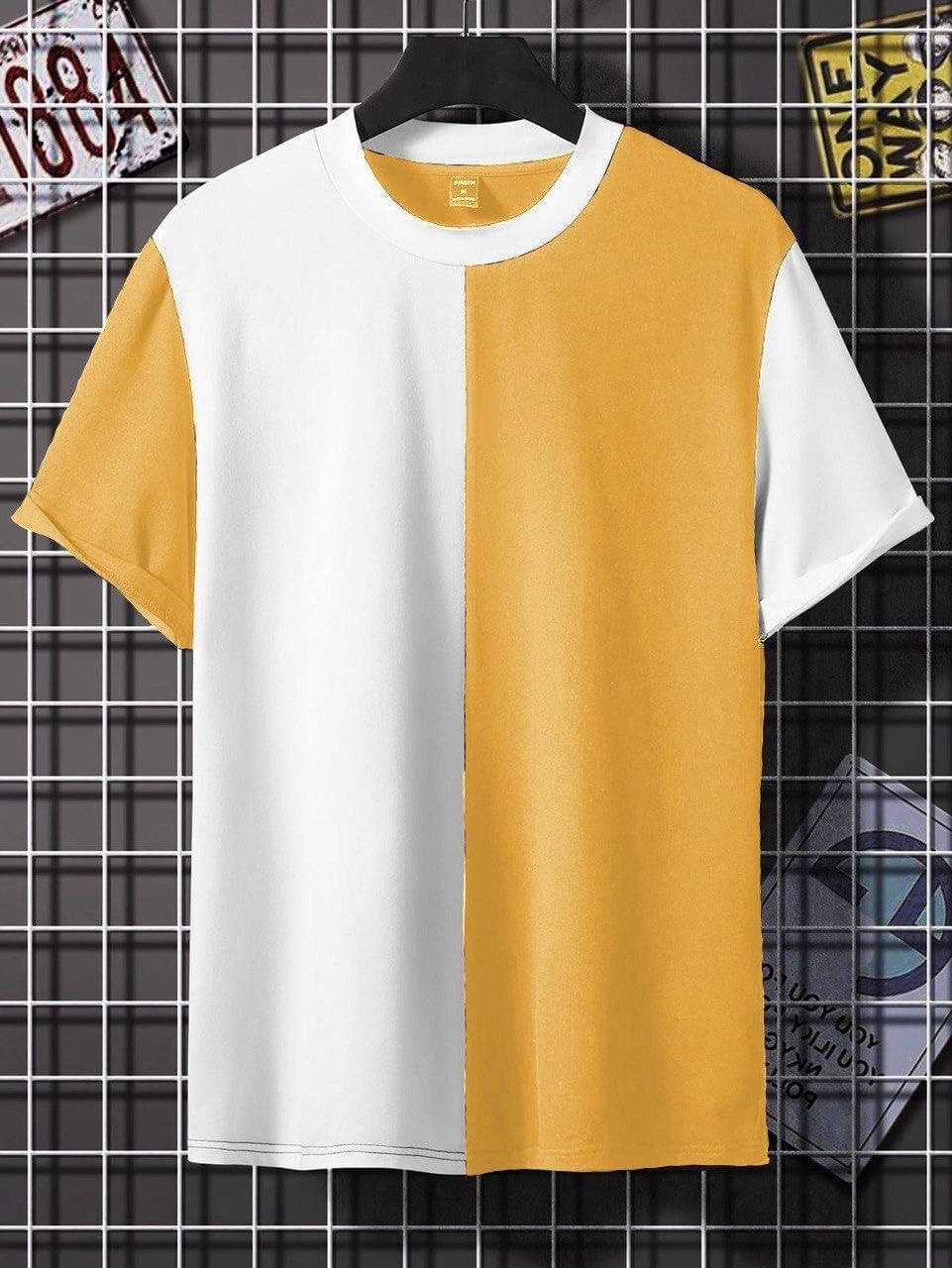     			eddicted Men Cotton Oversized Fit Striped T-Shirt ( Yellow )