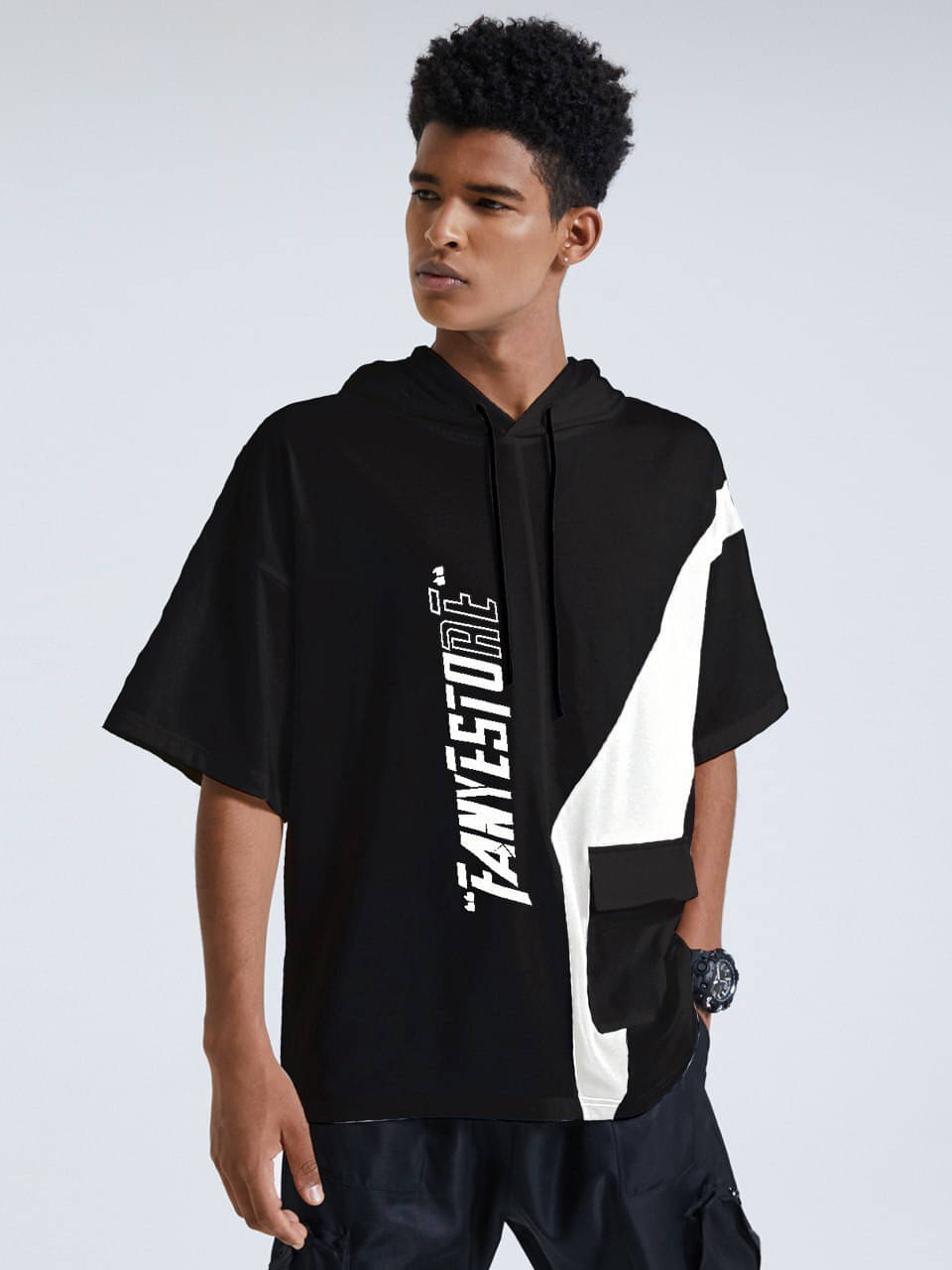 eddicted Men Cotton Oversized Fit Printed T-Shirt ( Black ) eddicted Men Cotton Oversized Fit Printed T-Shirt ( Black )