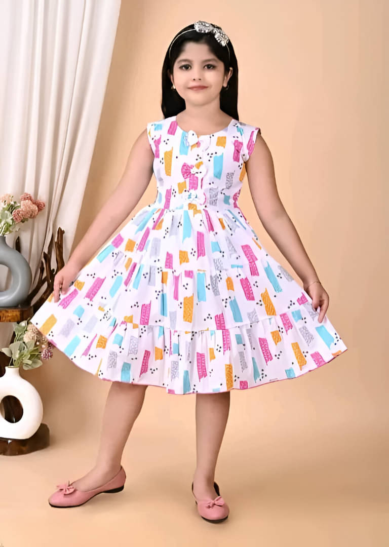     			sm dresses Cotton Frock For Girls ( Pack of 1 , Multicolor )