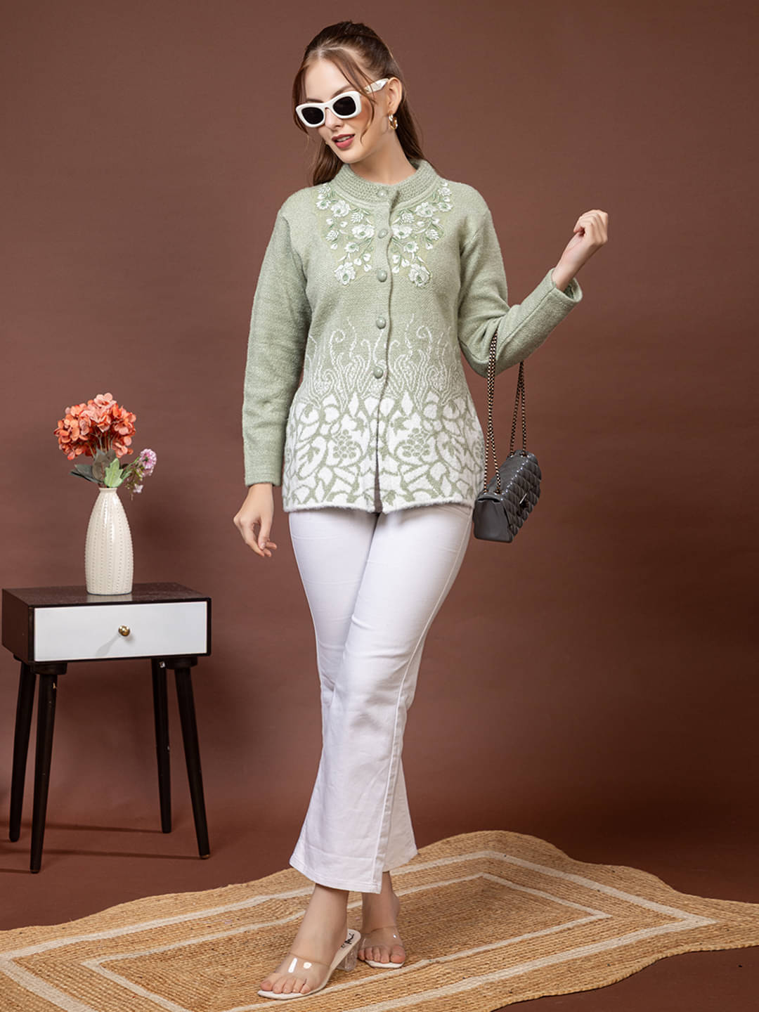 tysort Women Woollen Round Neck Cardigan ( Yellow ) tysort Women Woollen Round Neck Cardigan ( Yellow )