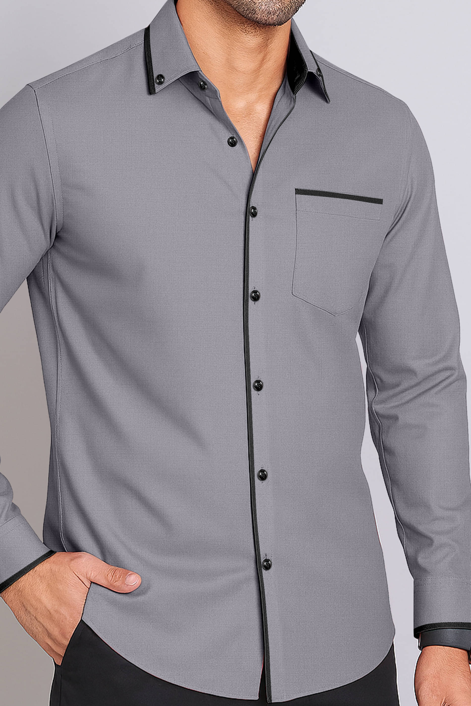     			AITAVIK OVERSEAS Poly Cotton Regular Fit Solids Full Sleeves Men's Casual Shirt - Grey ( Pack of 1 )