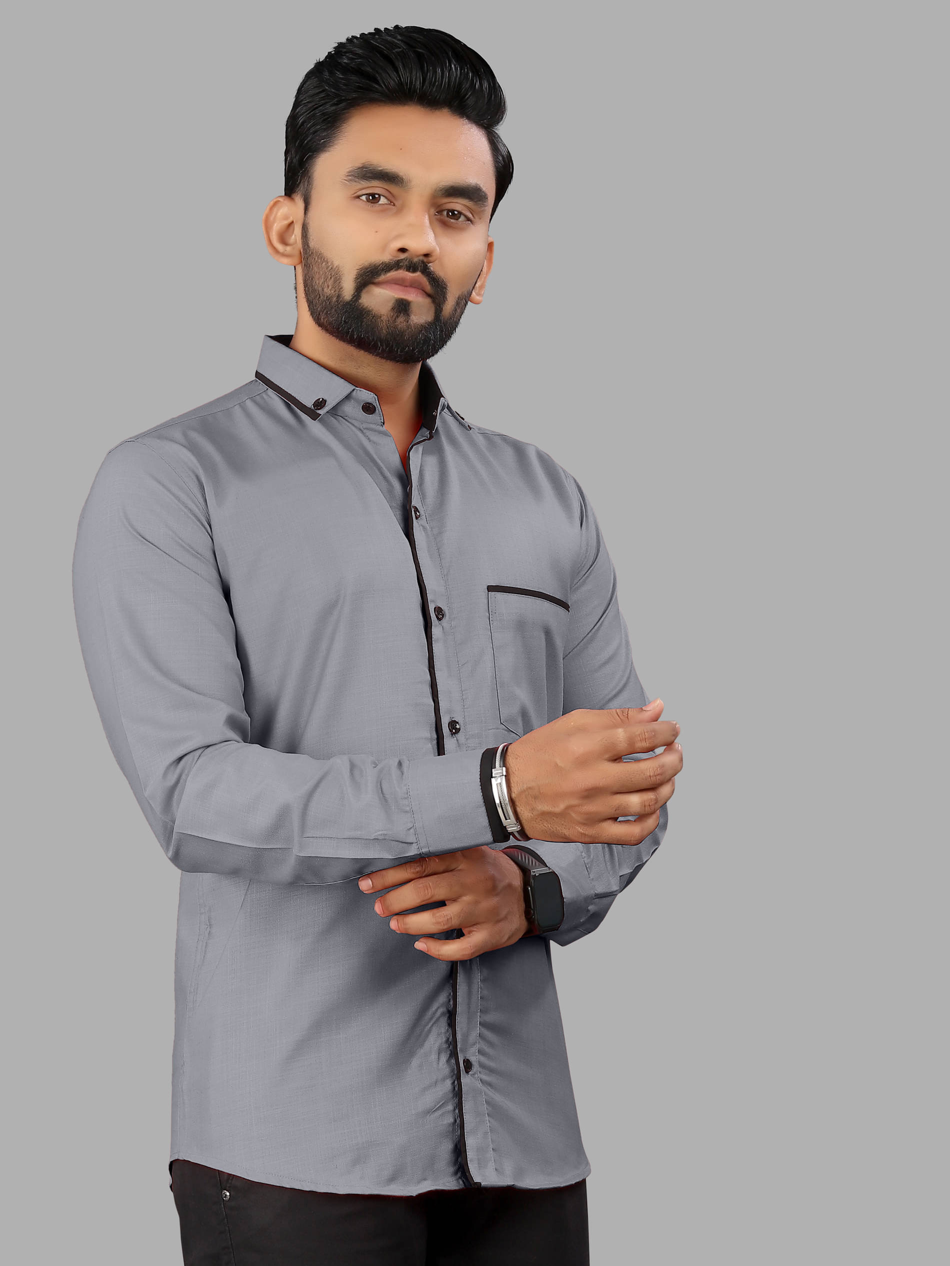     			AITAVIK OVERSEAS Poly Cotton Regular Fit Solids Full Sleeves Men's Casual Shirt - Grey ( Pack of 1 )