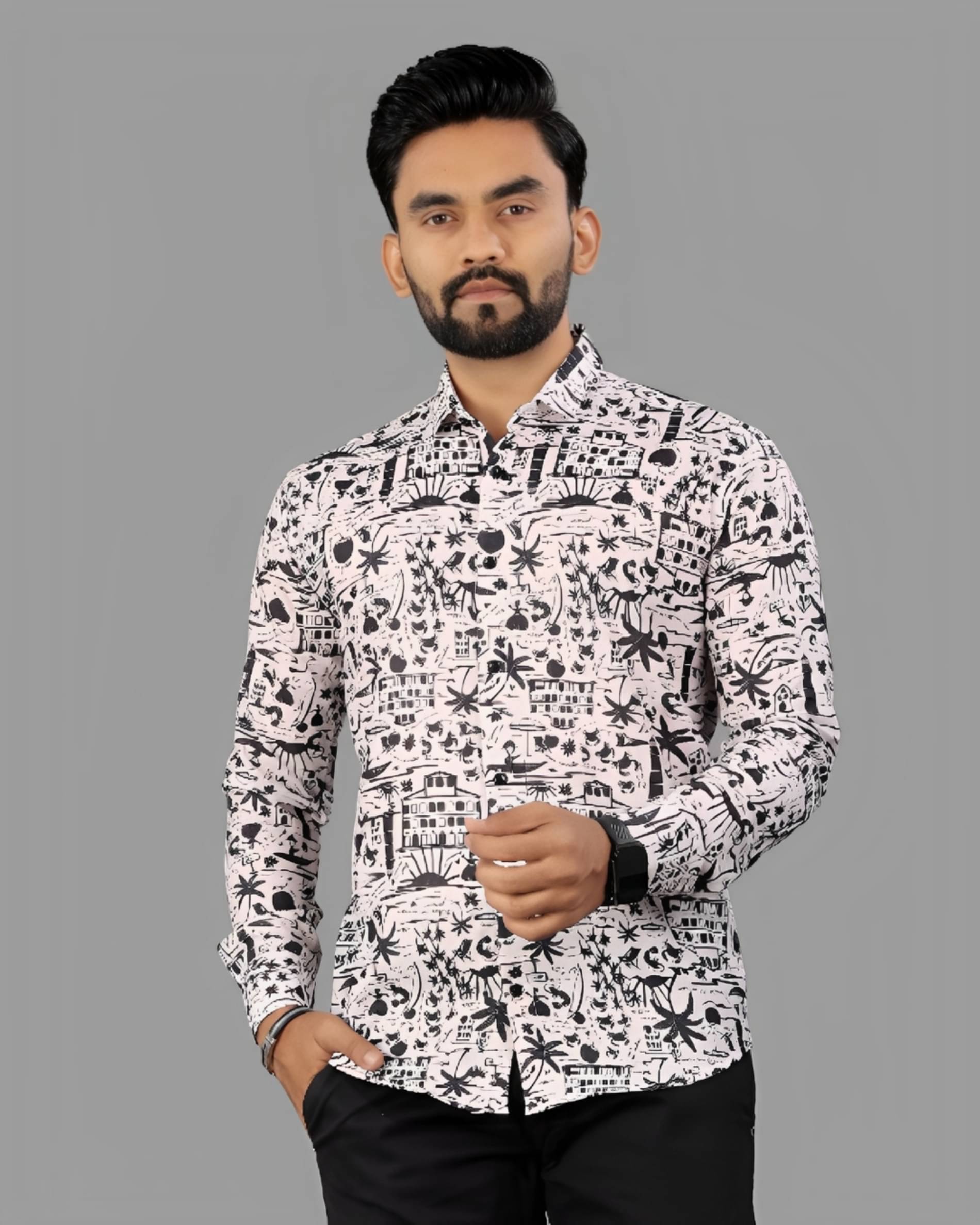 AITAVIK OVERSEAS Rayon Regular Fit Printed Full Sleeves Men's Casual Shirt - Cream ( Pack of 1 ) AITAVIK OVERSEAS Rayon Regular Fit Printed Full Sleeves Men's Casual Shirt - Cream ( Pack of 1 )