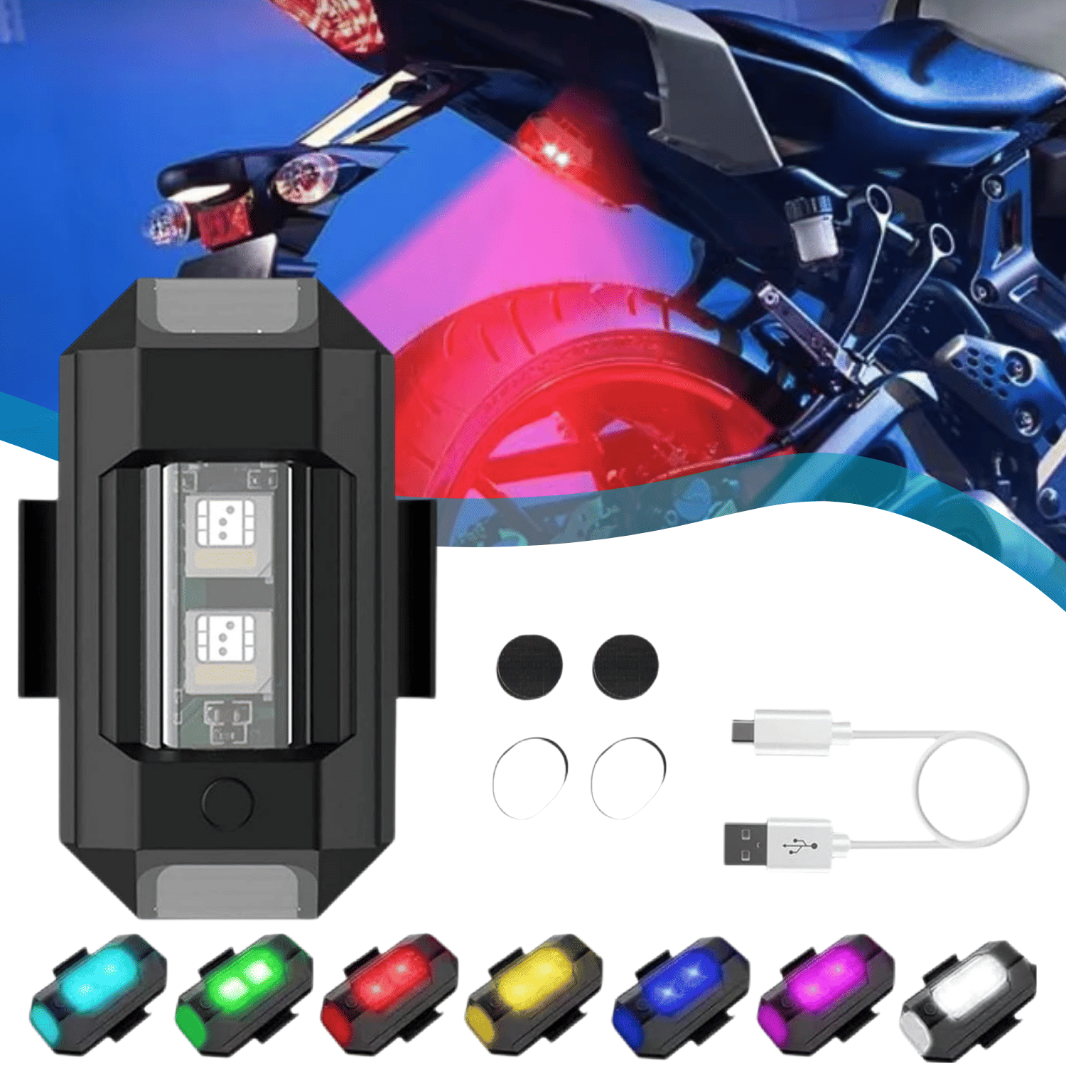 Aksmit Pack Of 1 Aircraft Blinking Strobe 7 Colour LED Rechargeable Light with Super Bright Helmet Flashing Emergency Signal Head Lamp Universal for Motorcycle Bicycle Car Drones Aksmit Pack Of 1 Aircraft Blinking Strobe 7 Colour LED Rechargeable Light with Super Bright Helmet Flashing Emergency Signal Head Lamp Universal for Motorcycle Bicycle Car Drones