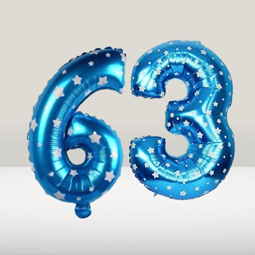     			Angolalark For Blue Foil Balloon 16 inch Size Birthday/Anniversary Decoration Items Pack of 1 | 63 Year Balloons | 63 Number