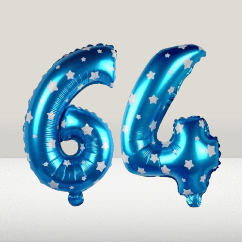 Angolalark For Blue Foil Balloon 16 inch Size Birthday/Anniversary Decoration Items Pack of 1 | 64 Year Balloons | 64 Number Angolalark For Blue Foil Balloon 16 inch Size Birthday/Anniversary Decoration Items Pack of 1 | 64 Year Balloons | 64 Number