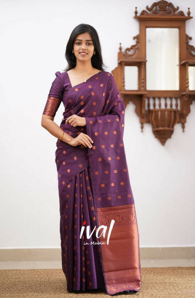     			Bansari Textile Art Silk Printed Kanjeevaram Sarees With Unstitched Blouse Piece ( Purple )