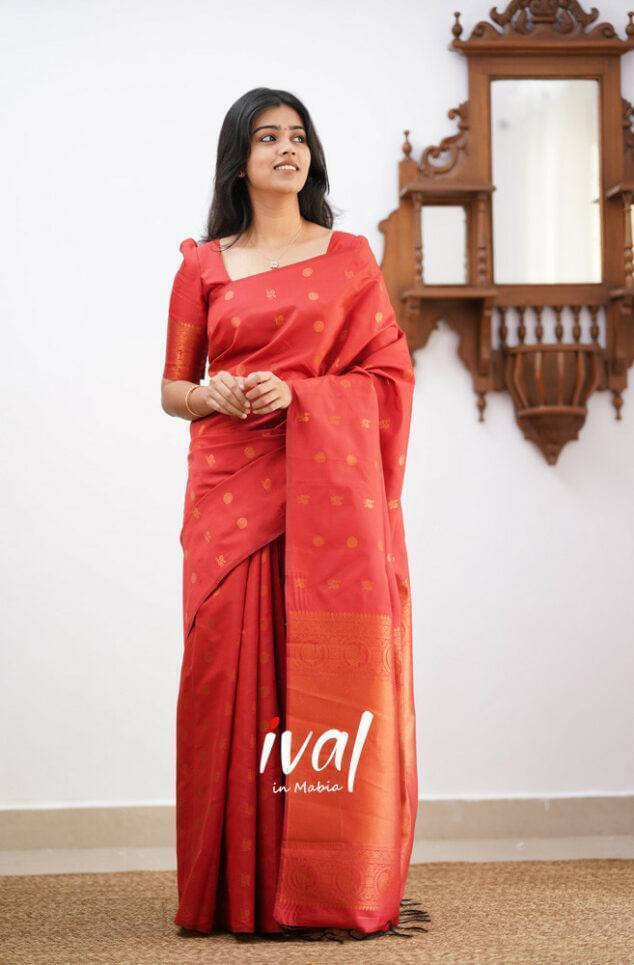     			Bansari Textile Art Silk Printed Kanjeevaram Sarees With Unstitched Blouse Piece ( Red )