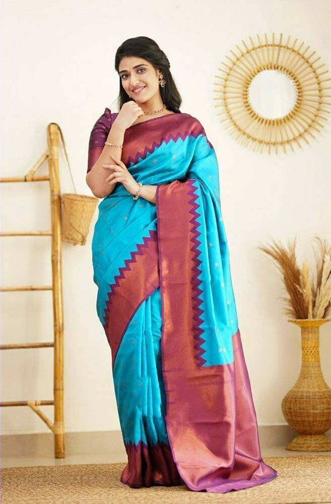 Bansari Textile Art Silk Self Design Kanjeevaram Sarees With Unstitched Blouse Piece ( Light Blue ) Bansari Textile Art Silk Self Design Kanjeevaram Sarees With Unstitched Blouse Piece ( Light Blue )