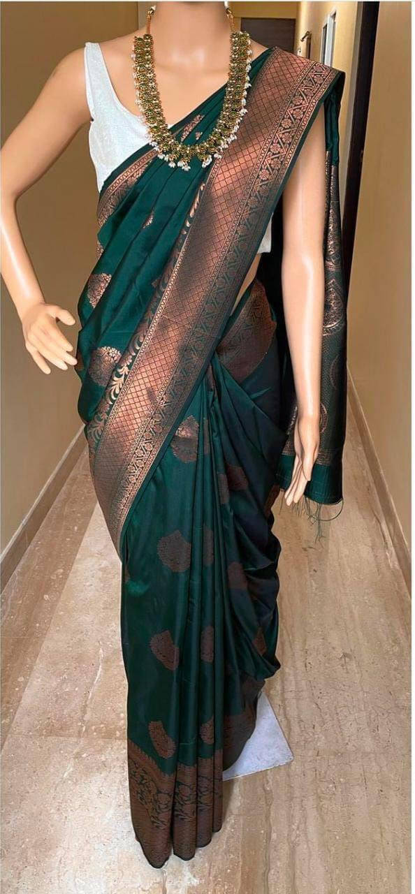 Bansari Textile Art Silk Self Design Banarasi saree With Unstitched Blouse Piece ( Green ) Bansari Textile Art Silk Self Design Banarasi saree With Unstitched Blouse Piece ( Green )