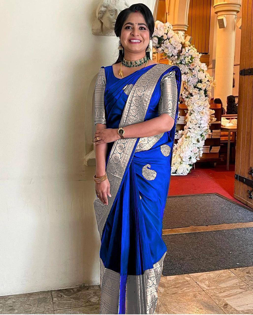 Bansari Textile Art Silk Self Design Banarasi saree With Unstitched Blouse Piece ( Blue ) Bansari Textile Art Silk Self Design Banarasi saree With Unstitched Blouse Piece ( Blue )