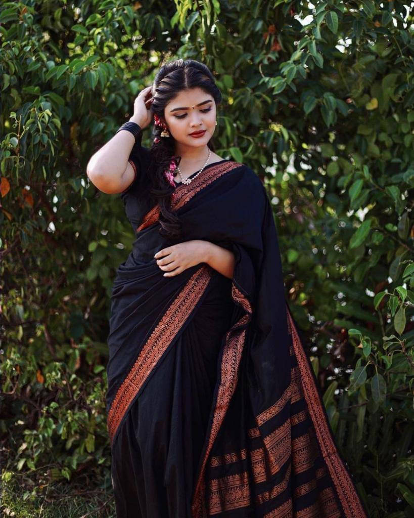 Bansari Textile Art Silk Woven Regular Saree With Unstitched Blouse Piece ( Black ) Bansari Textile Art Silk Woven Regular Saree With Unstitched Blouse Piece ( Black )