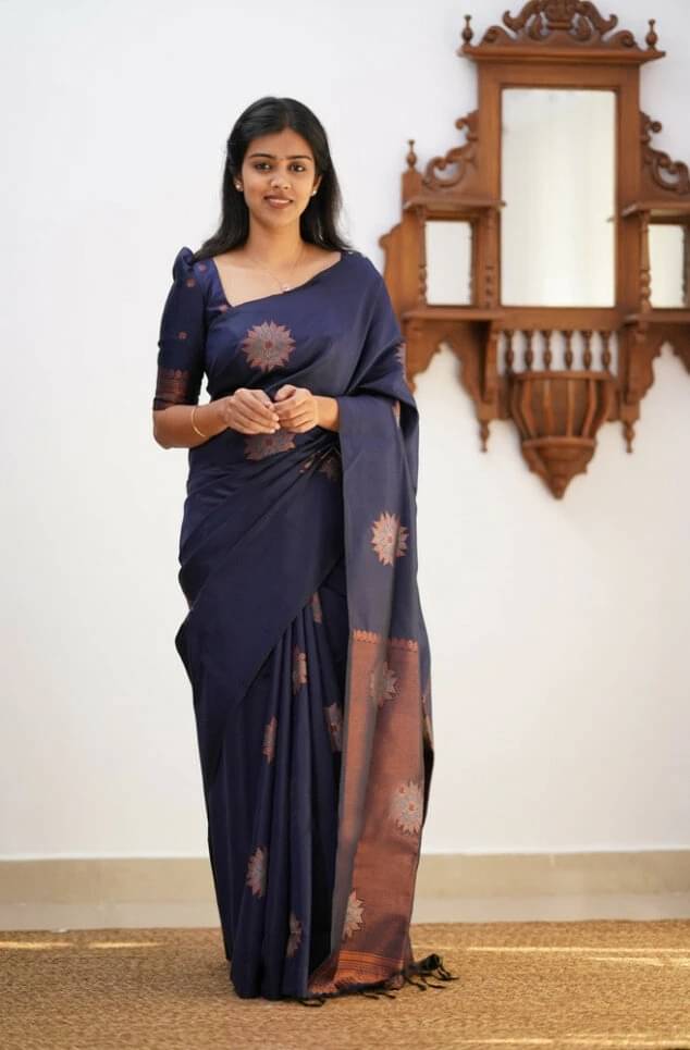 Bansari Textile Art Silk Woven Kanjeevaram Sarees With Unstitched Blouse Piece ( Blue ) Bansari Textile Art Silk Woven Kanjeevaram Sarees With Unstitched Blouse Piece ( Blue )