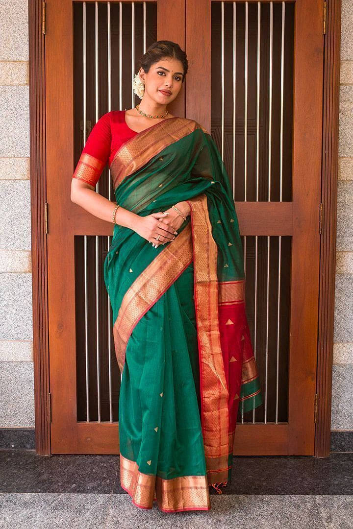    			Bansari Textile Art Silk Woven Regular Saree With Unstitched Blouse Piece ( Green )