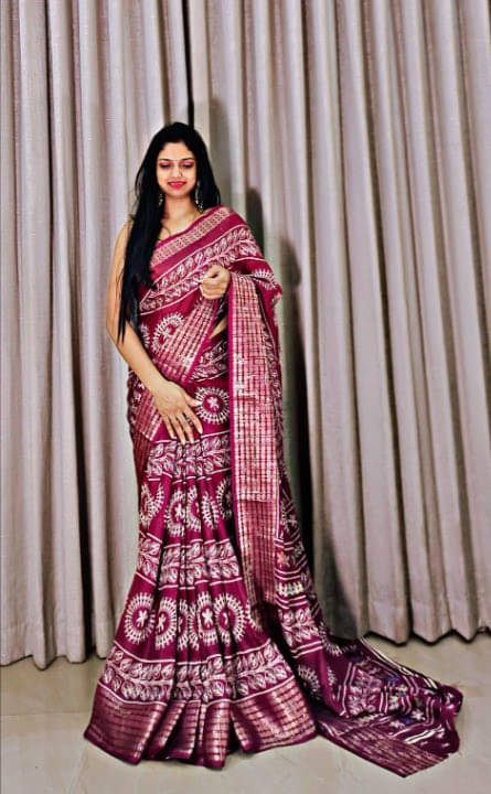     			Bansari Textile Cotton Silk Self Design Banarasi saree With Unstitched Blouse Piece ( Purple )