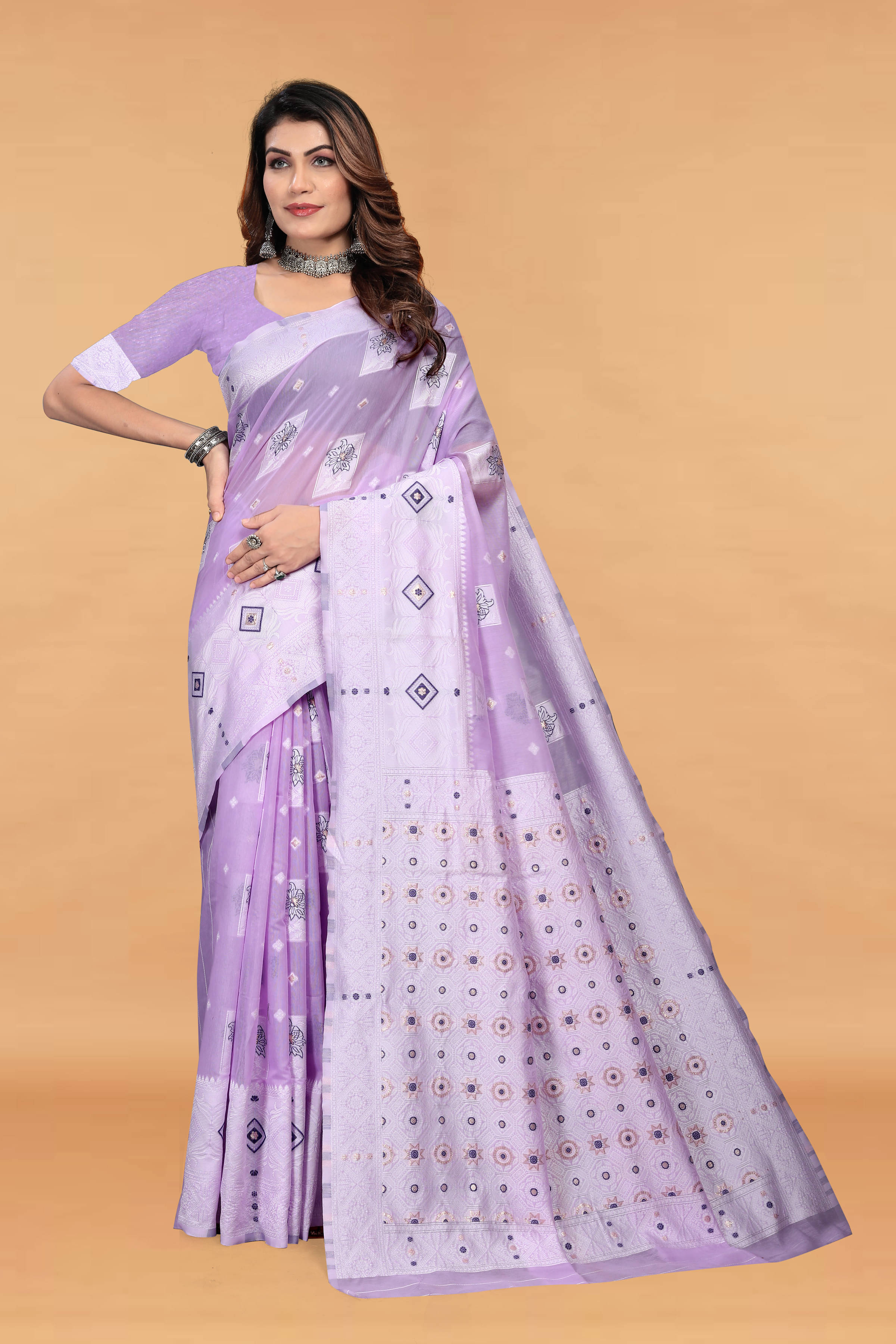 Bansari Textile Cotton Woven Regular Saree With Unstitched Blouse Piece ( Purple ) Bansari Textile Cotton Woven Regular Saree With Unstitched Blouse Piece ( Purple )