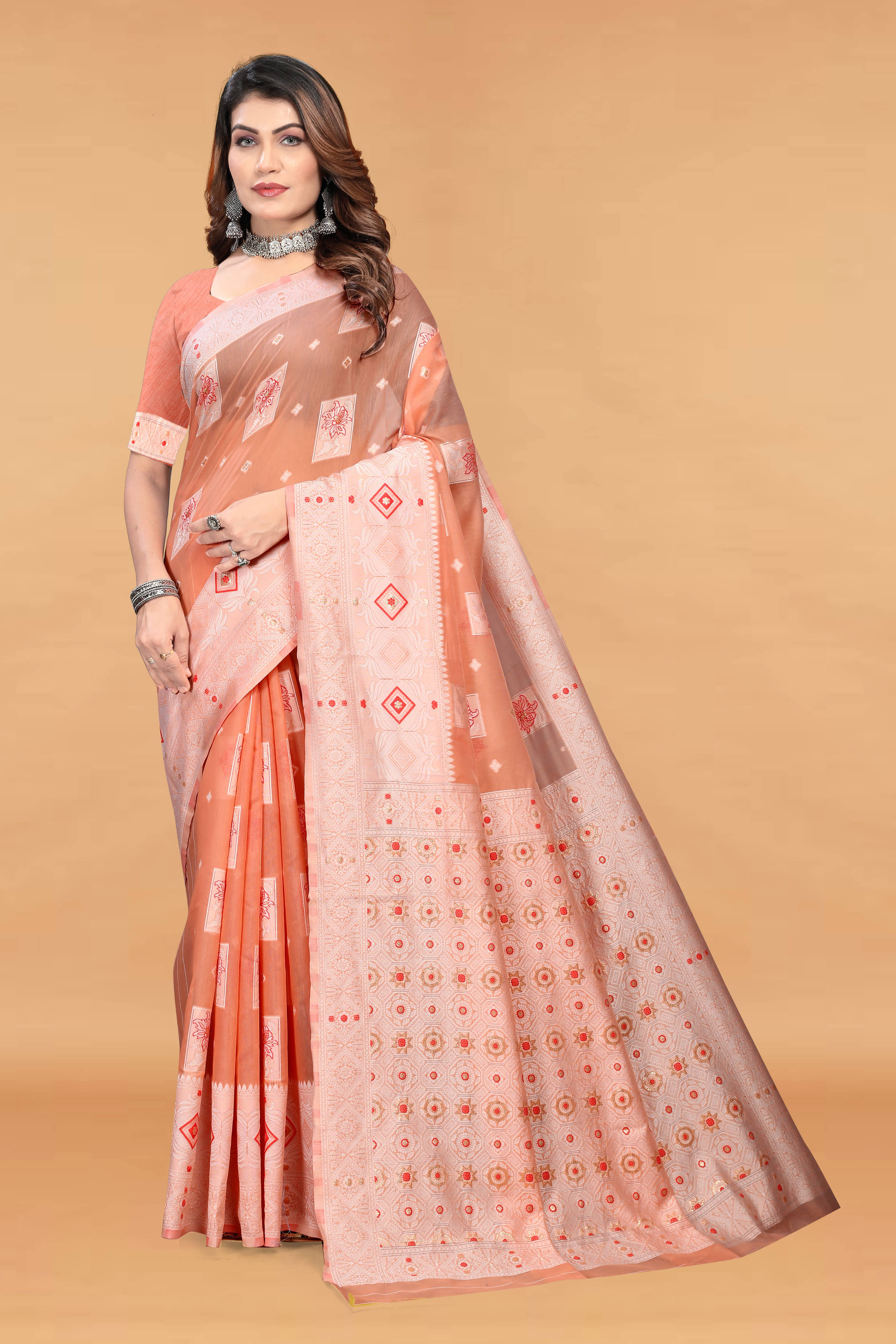     			Bansari Textile Cotton Woven Regular Saree With Unstitched Blouse Piece ( Pink )
