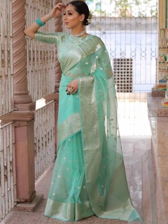 Bansari Textile Jacquard Self Design Regular Saree With Unstitched Blouse Piece ( Light Blue )     			Bansari Textile Jacquard Self Design Regular Saree With Unstitched Blouse Piece ( Light Blue )